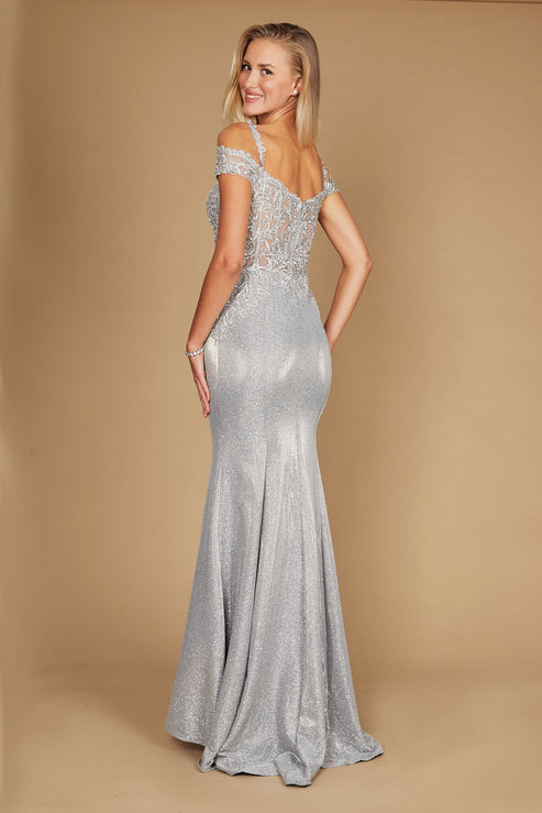 Off Shoulder Lace Up Formal Evening Dress