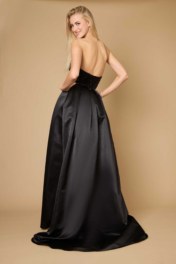 Black Wedding Dresses Long Strapless Black Wedding Dress