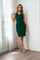 Cocktail Dresses Short Cocktail Dress Compression Stretch Ruffle Detail Emerald Green