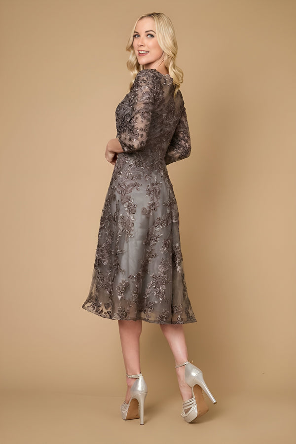 Mother of the Bride Dresses Short Cocktail Lace Mother of the Bride Dress  Charcoal 