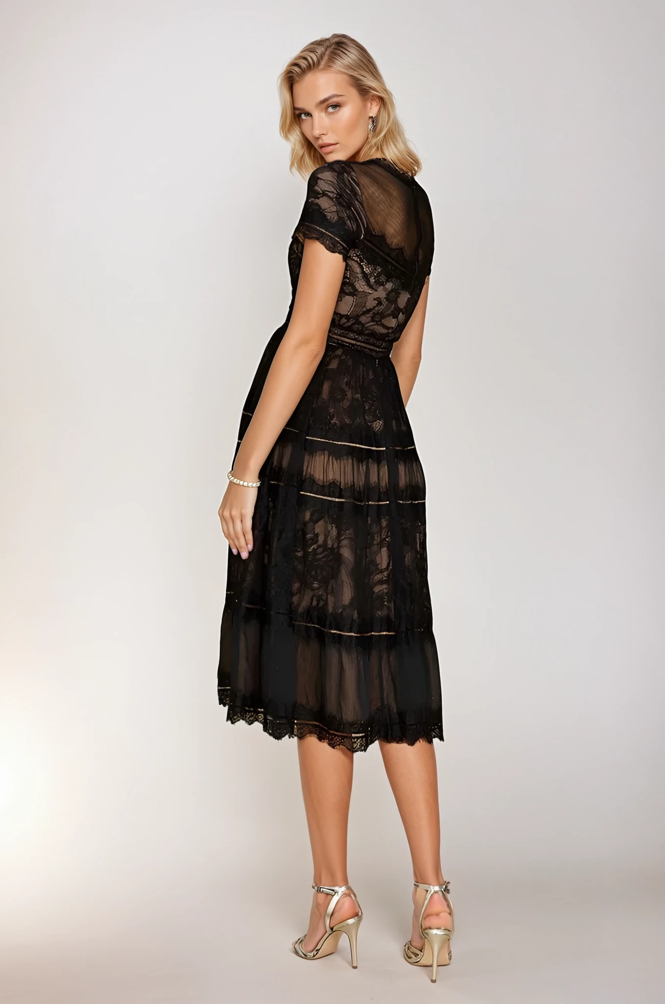 Cocktail Dresses Midi Lace Formal Black Cocktail Dress  Black