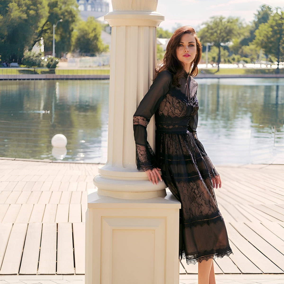 Long Sleeve Lace Formal Black Cocktail Dress – The Dress Outlet
