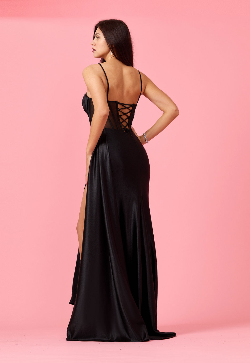 Long Cowl Corset Formal Prom Dress