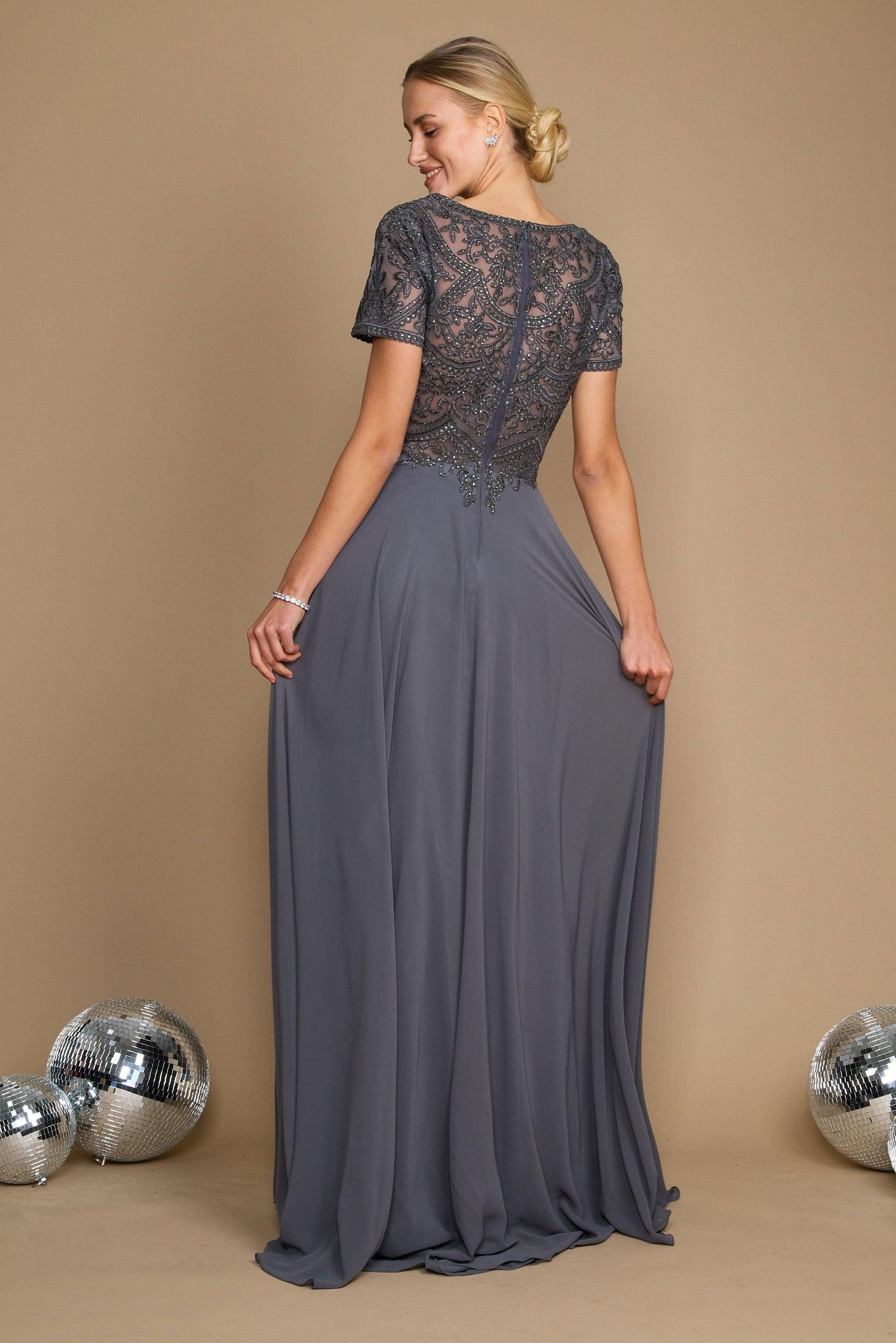 Short Sleeve Chiffon Formal Mother of the Bride Dress