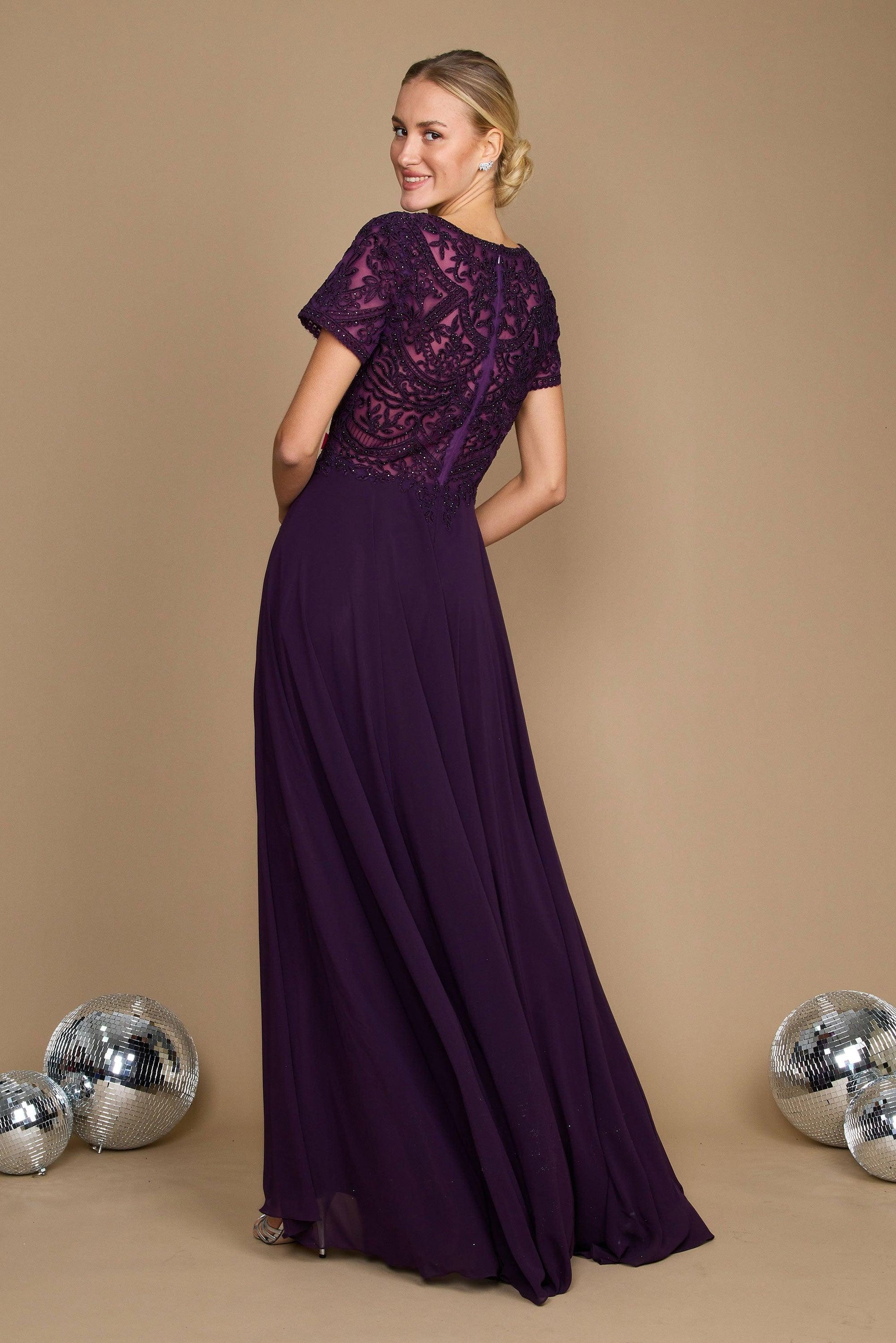 Short Sleeve Chiffon Formal Mother of the Bride Dress