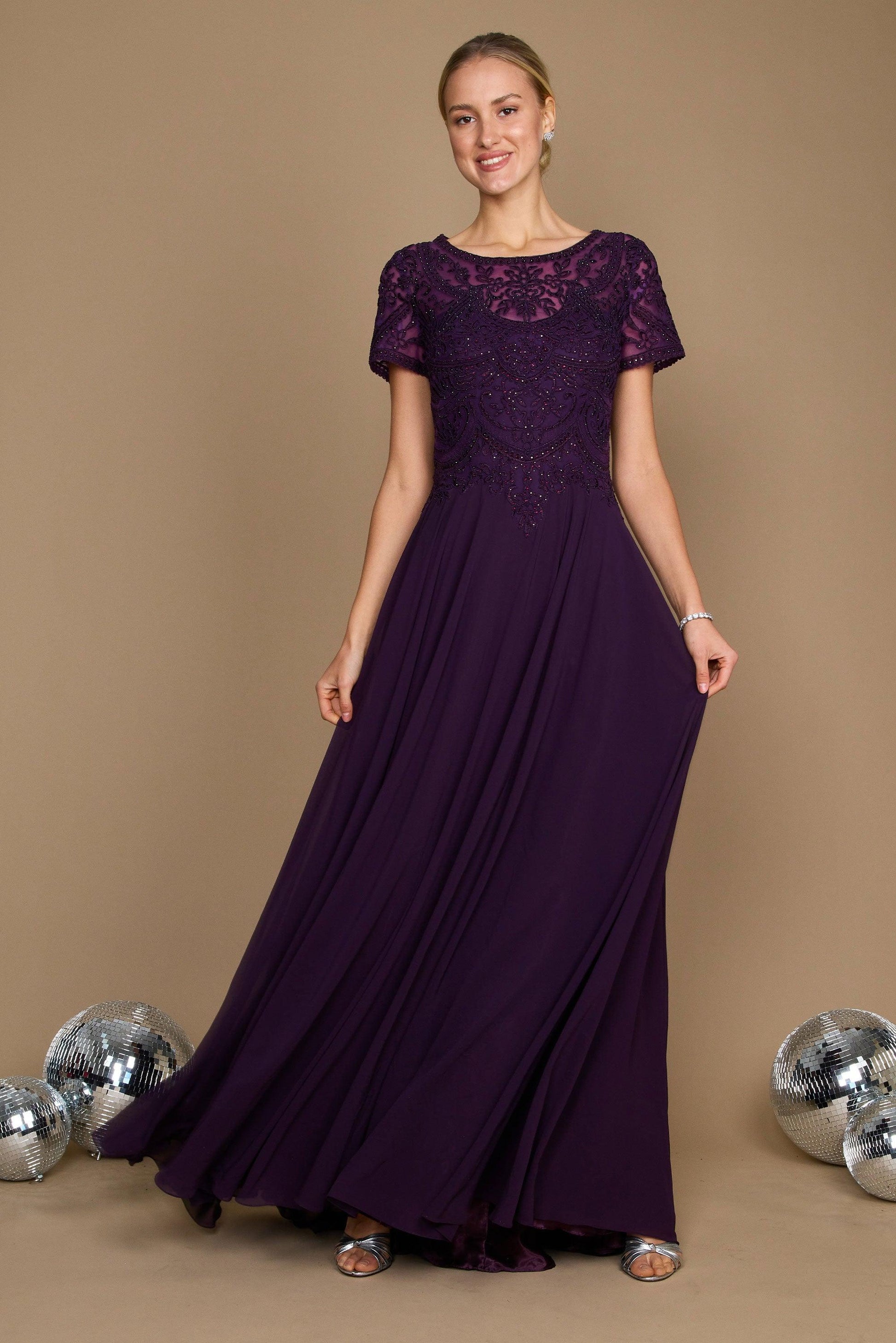 Short Sleeve Chiffon Formal Mother of the Bride Dress