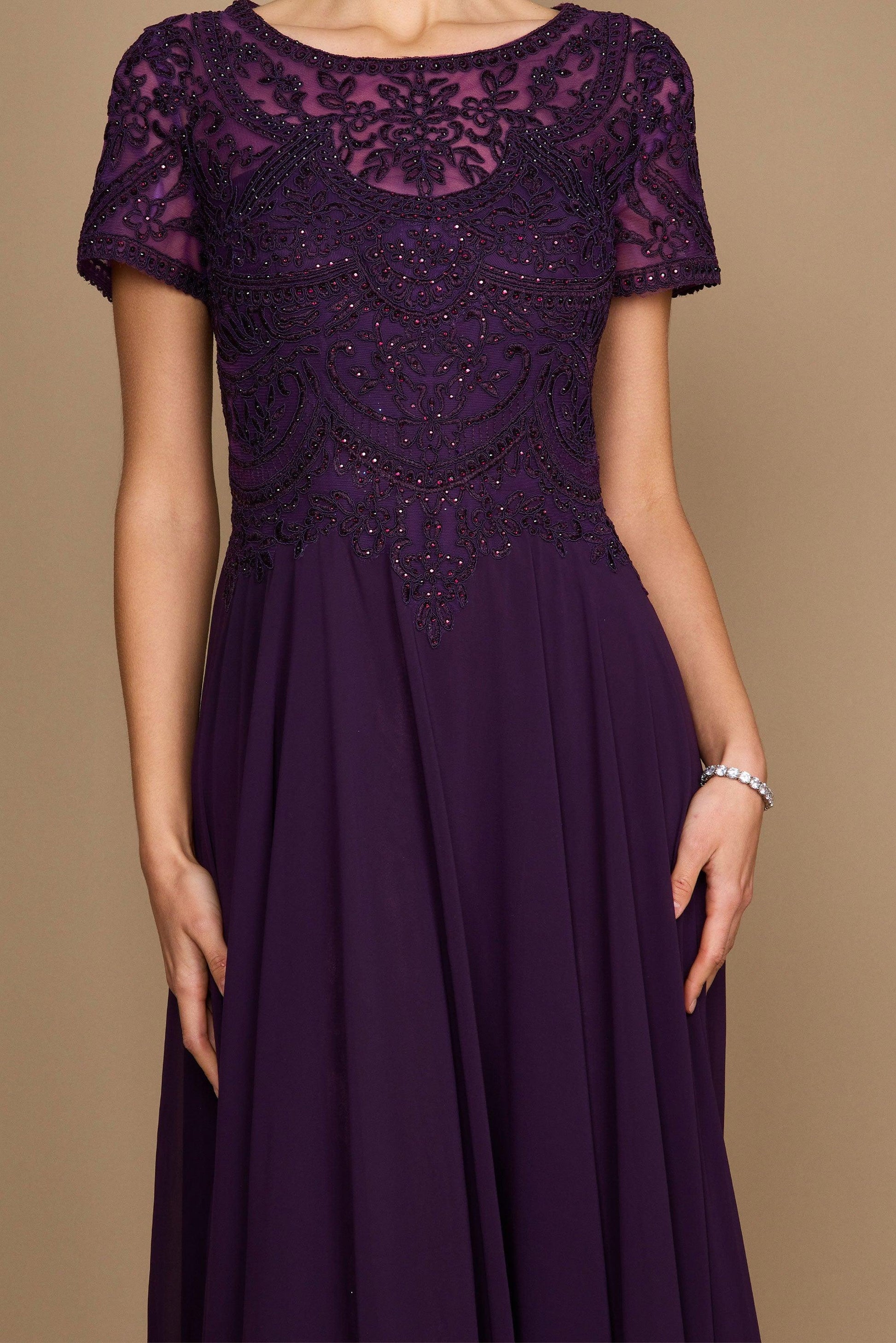 Short Sleeve Chiffon Formal Mother of the Bride Dress