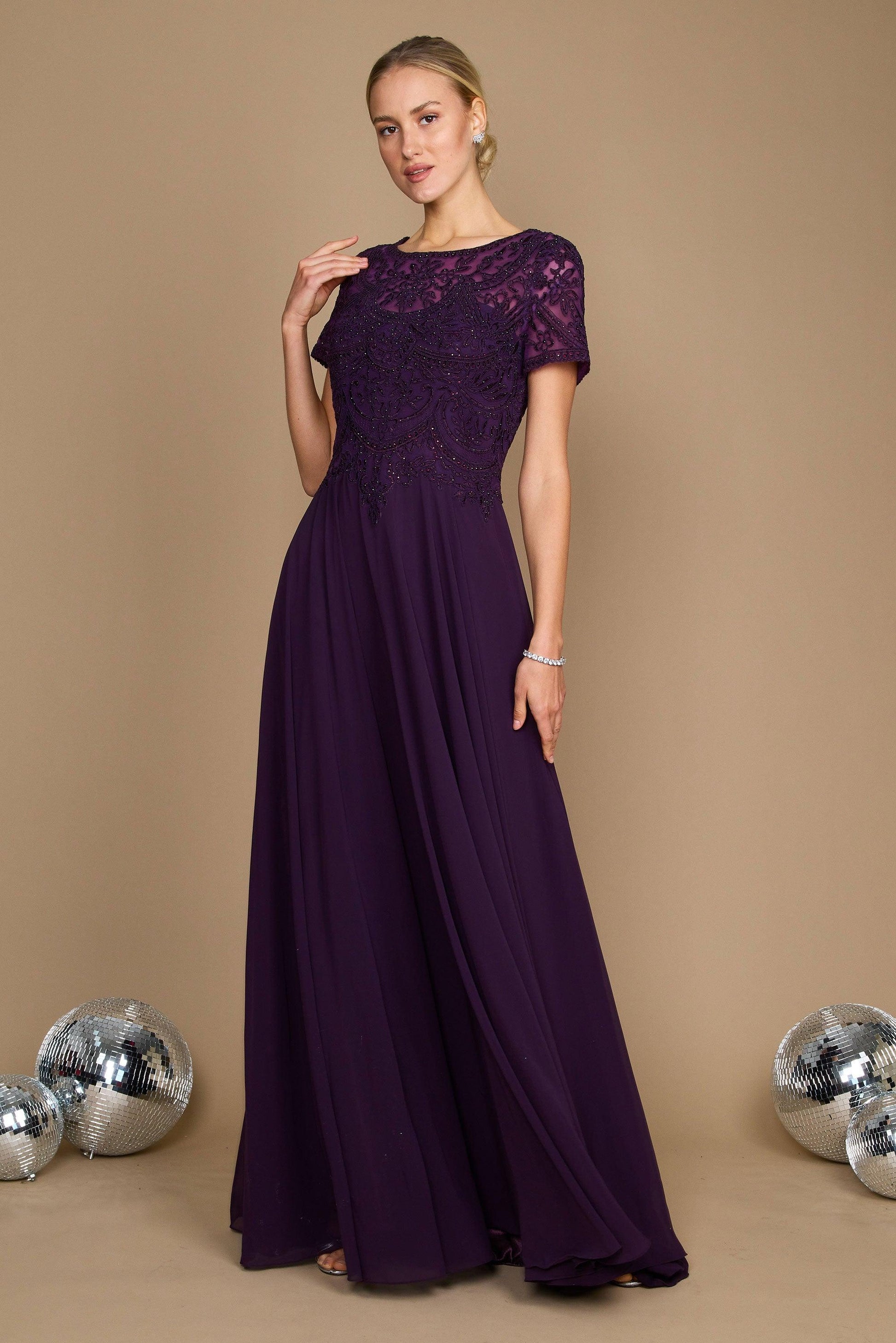 Short Sleeve Chiffon Formal Mother of the Bride Dress