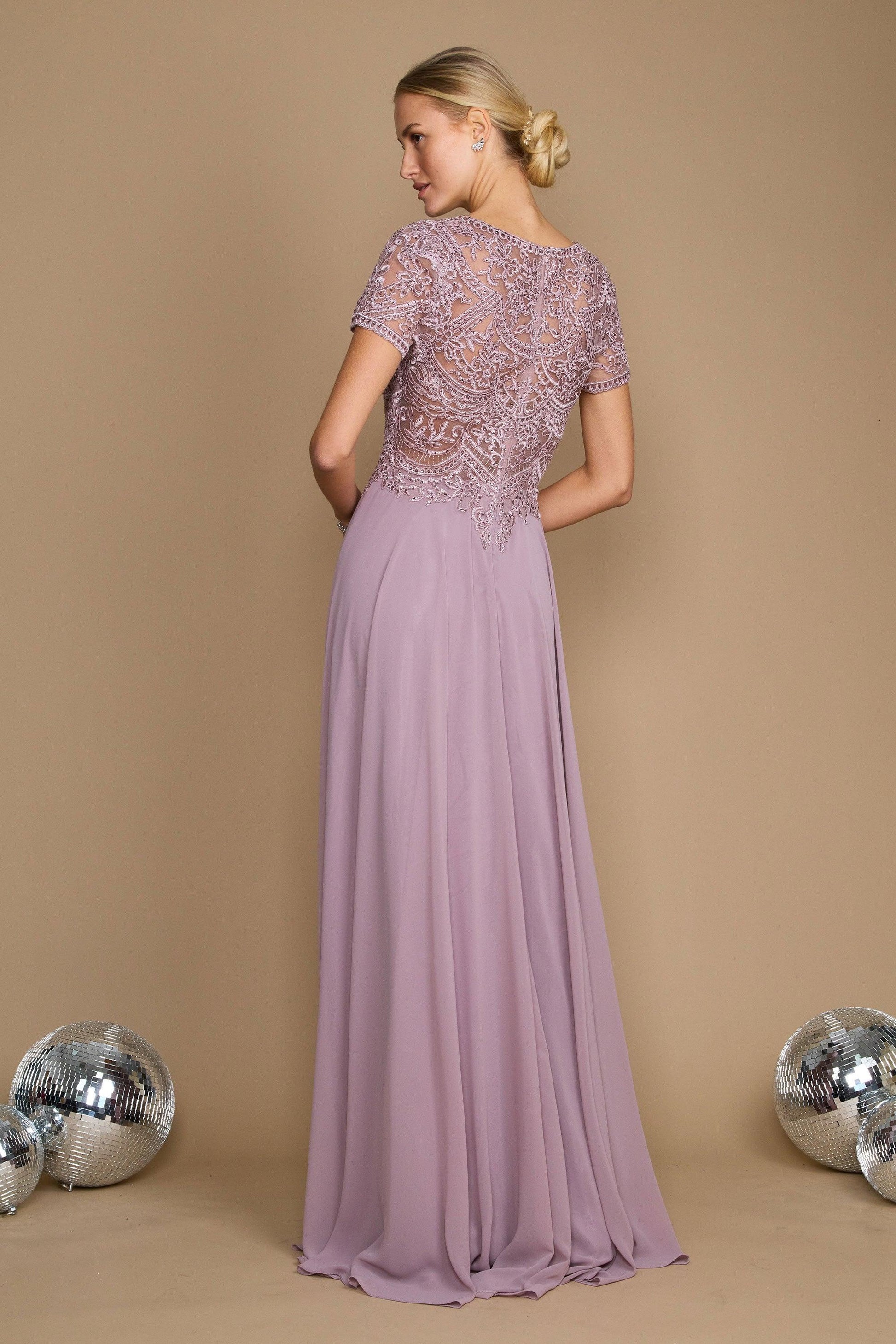 Short Sleeve Chiffon Formal Mother of the Bride Dress