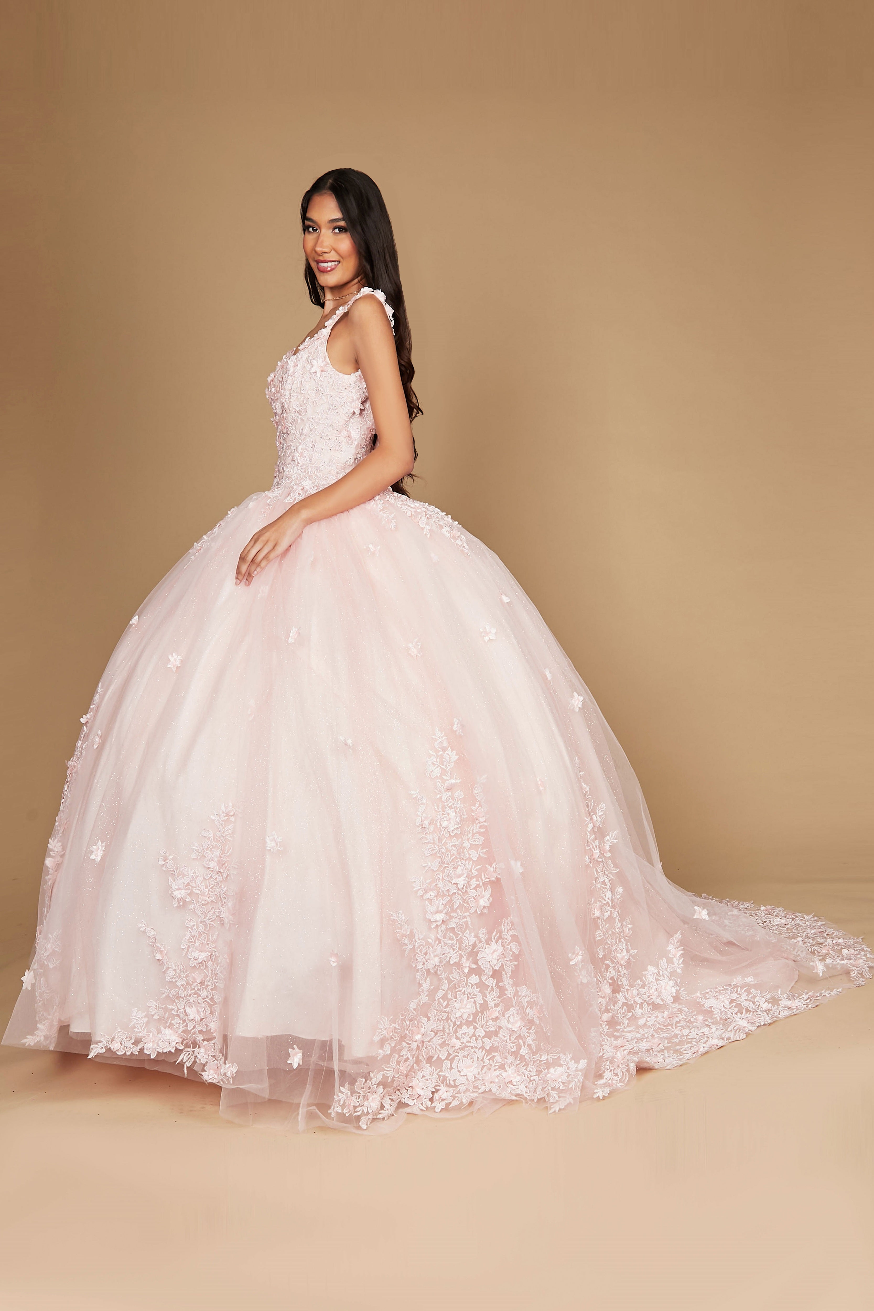 Blush Long Sweet 16 Quinceanera Ball Gown