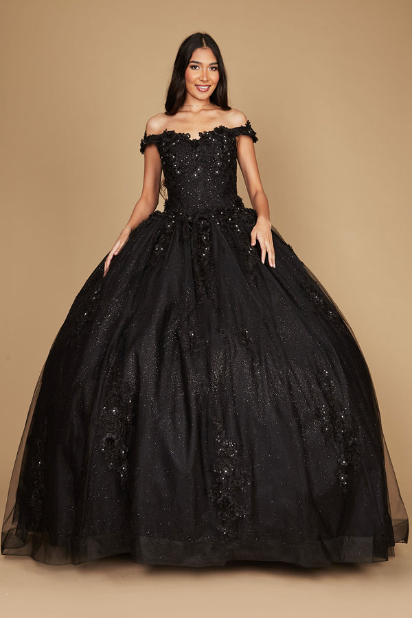Long Ball Gown Quinceanera Floral Dress