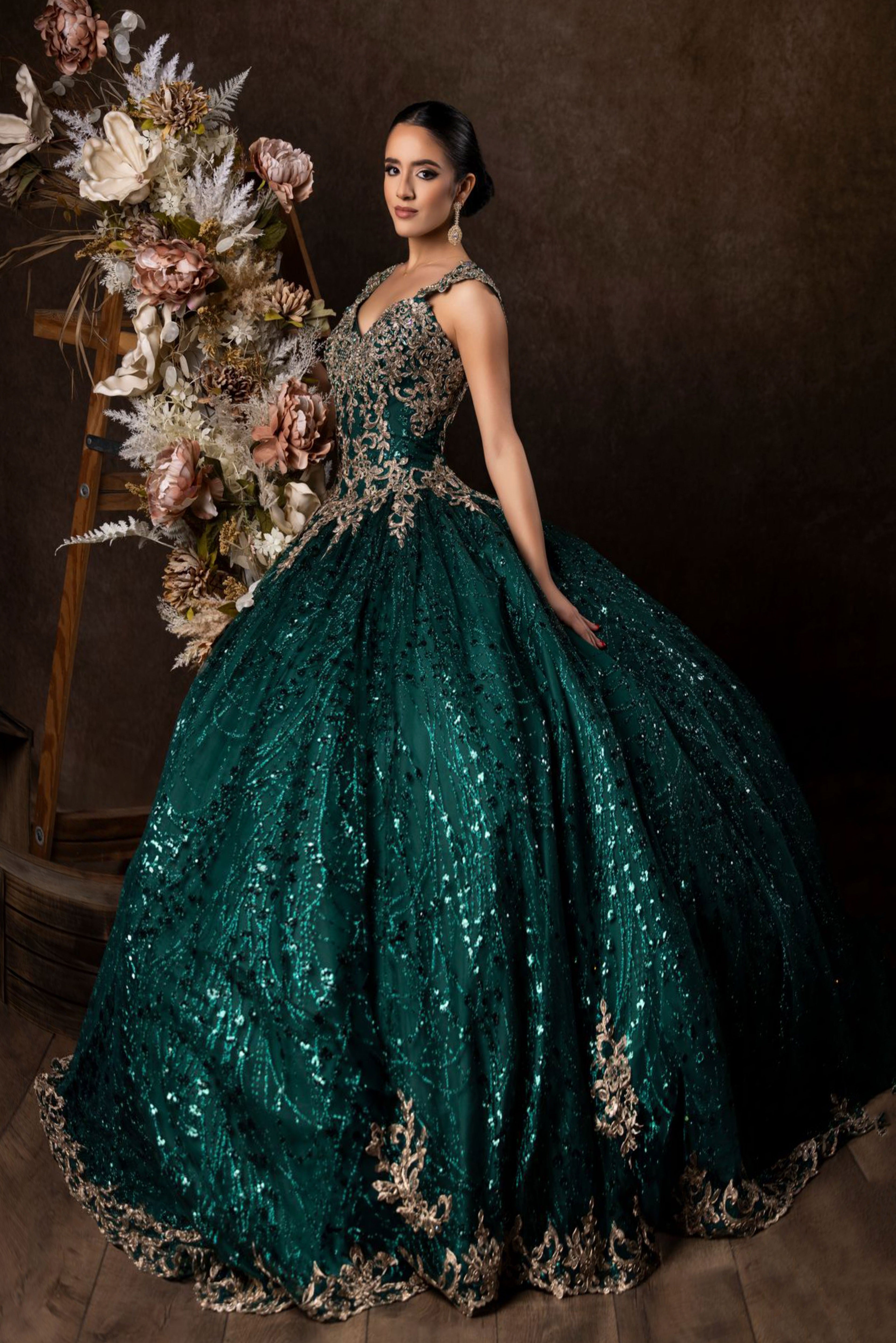 white christmas dresses Dark Green Sweet 15 Quinceanera Dresses with Gold Applique Sequin Ball Simplepromdress white christmas dresses Dark Green Sweet 15 Quinceanera Dresses with Gold Applique Sequin Ball Simplepromdress