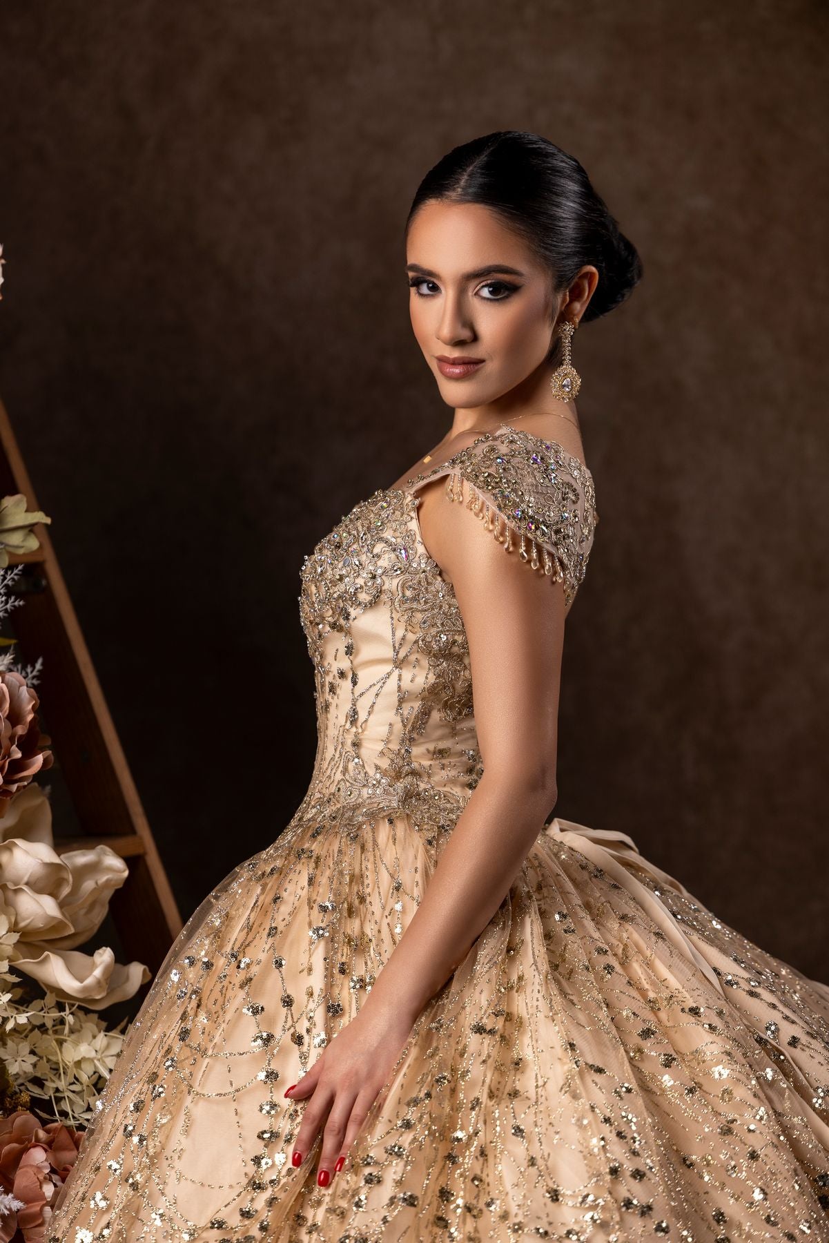 Rose Gold Quinceanera Ball Gown by Dylan & Davids - Full Length - Size L Rose Gold Quinceanera Ball Gown by Dylan & Davids - Full Length - Size L
