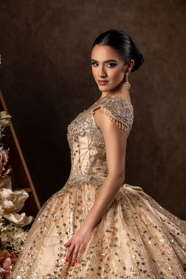 light brown quince dress Brown Quinceaera Dresses ABC Fashion