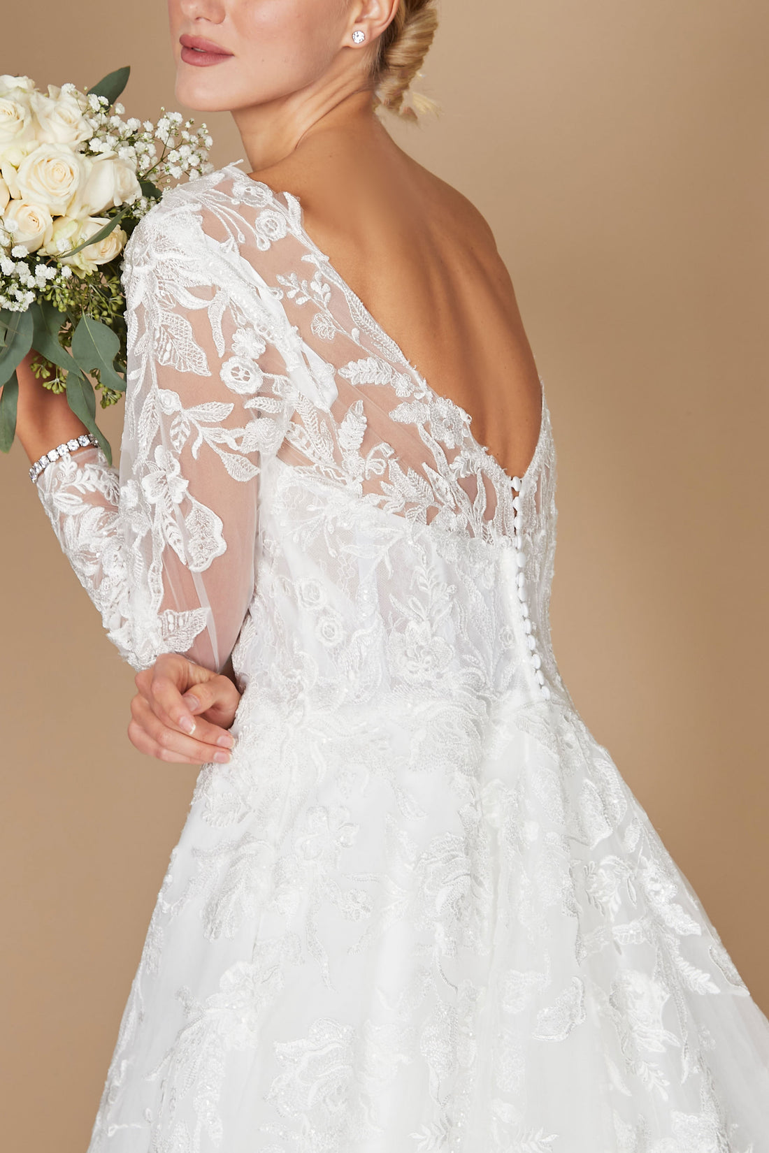 Off White Long Sleeve Wedding Dress for $349.99 – The Dress Outlet