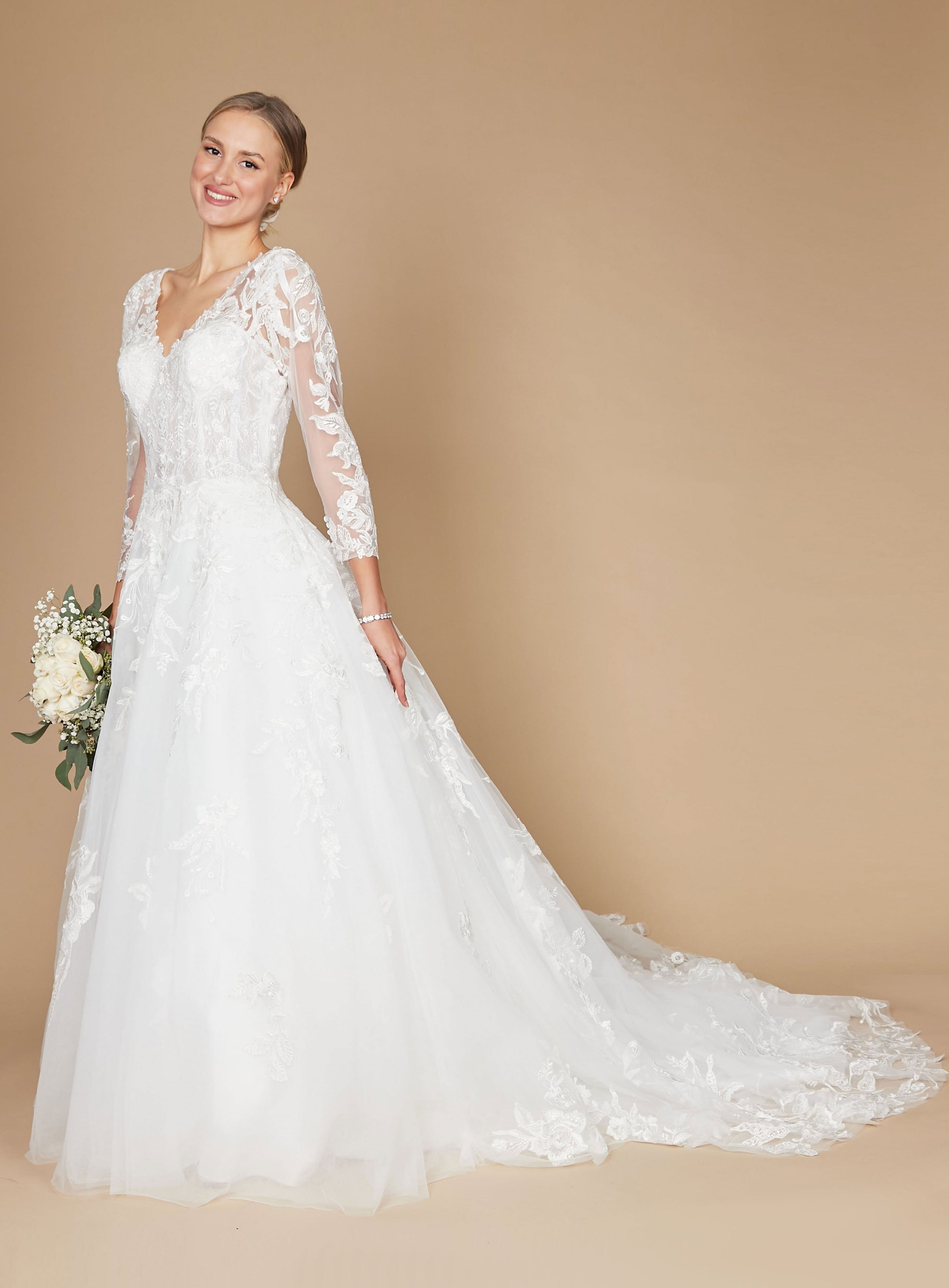 Off White Long Sleeve Wedding Dress for 349.99 The Dress Outlet — free download