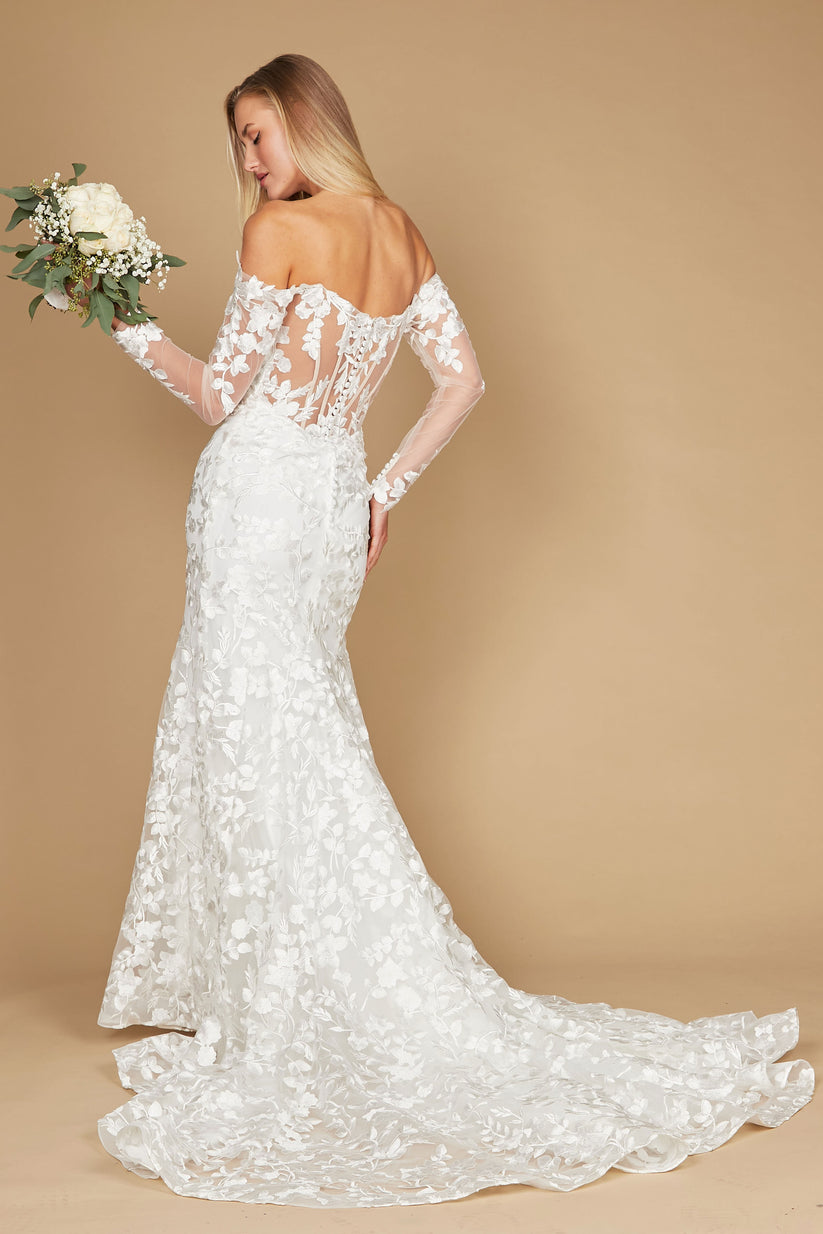 Fairytale Mermaid Long Sleeves White Off The Shoulder 2 Pieces Wedding Dress C1245 main image 1