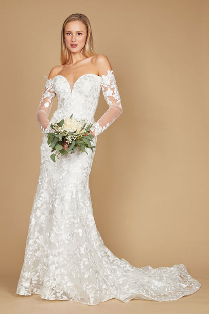 Wedding Dresses Lace Long Off Shoulder Mermaid Wedding Dress White