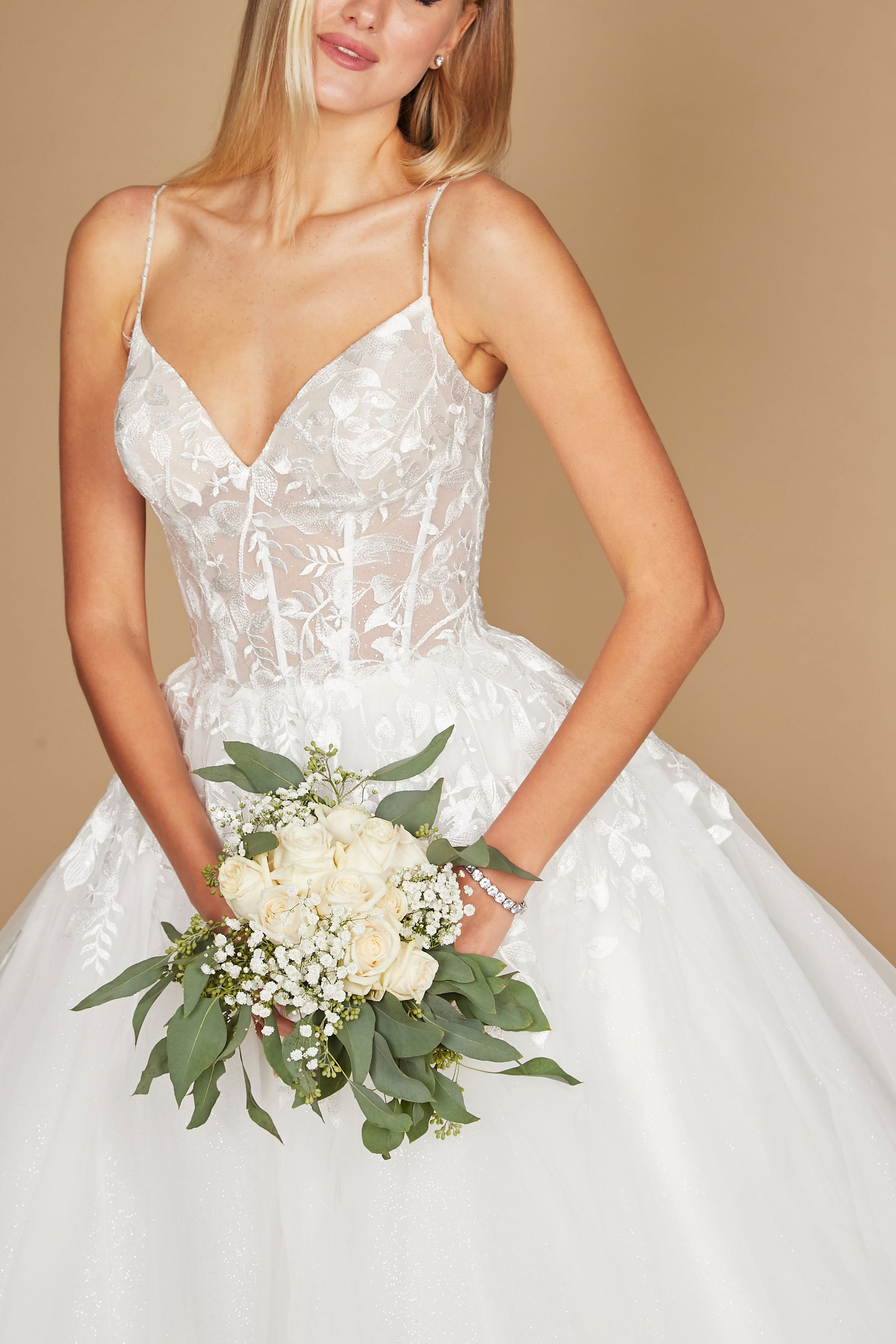Wedding Dresses Simple Long Spaghetti Strap Wedding Dress White