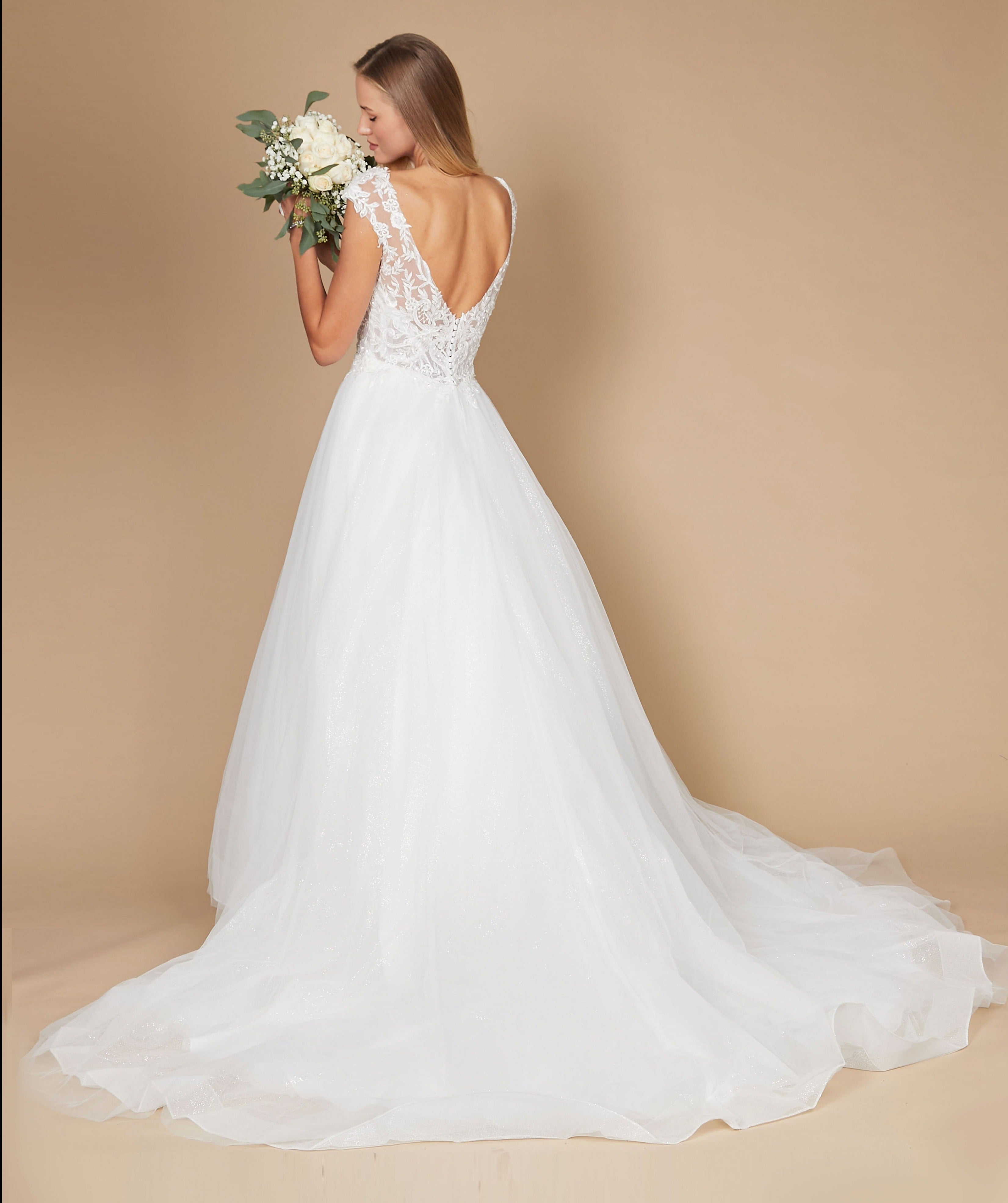 Long Cap Sleeve Lace Wedding Dress The Dress Outlet Long Cap Sleeve Lace Wedding Dress The Dress Outlet