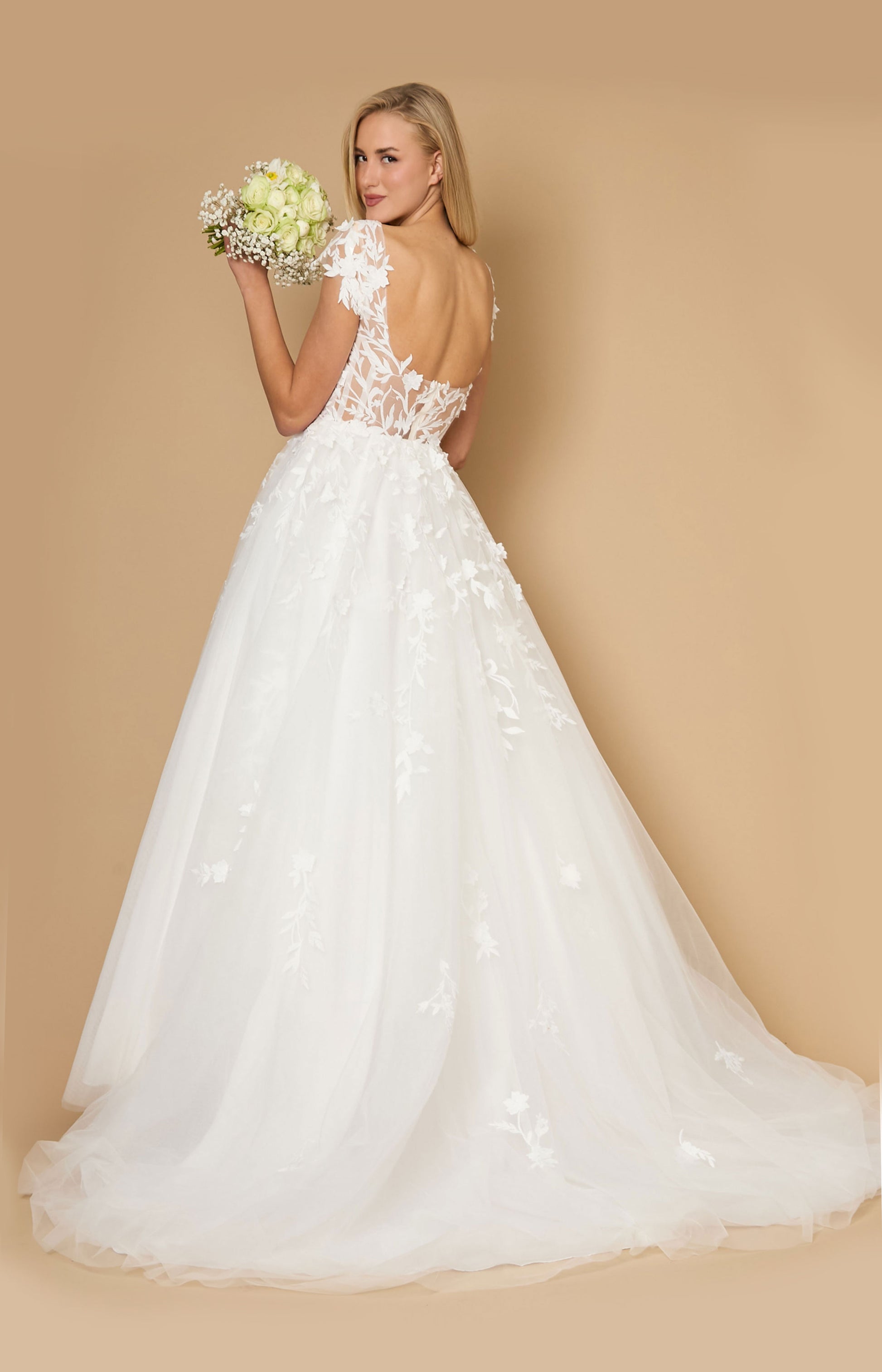 Long Thick Straps Lace Wedding Dress