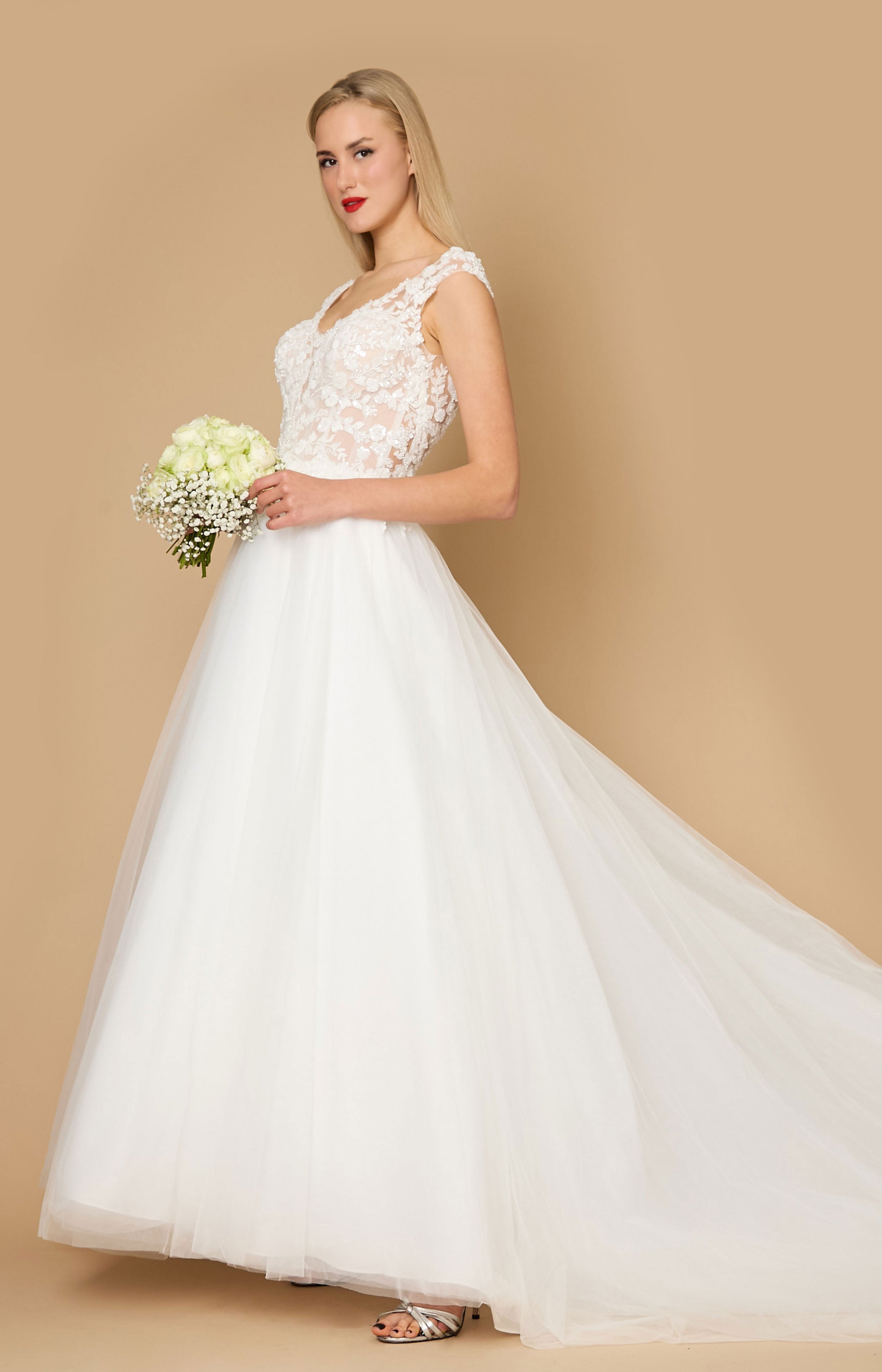 Long Thick Straps Lace Wedding Dress – The Dress Outlet