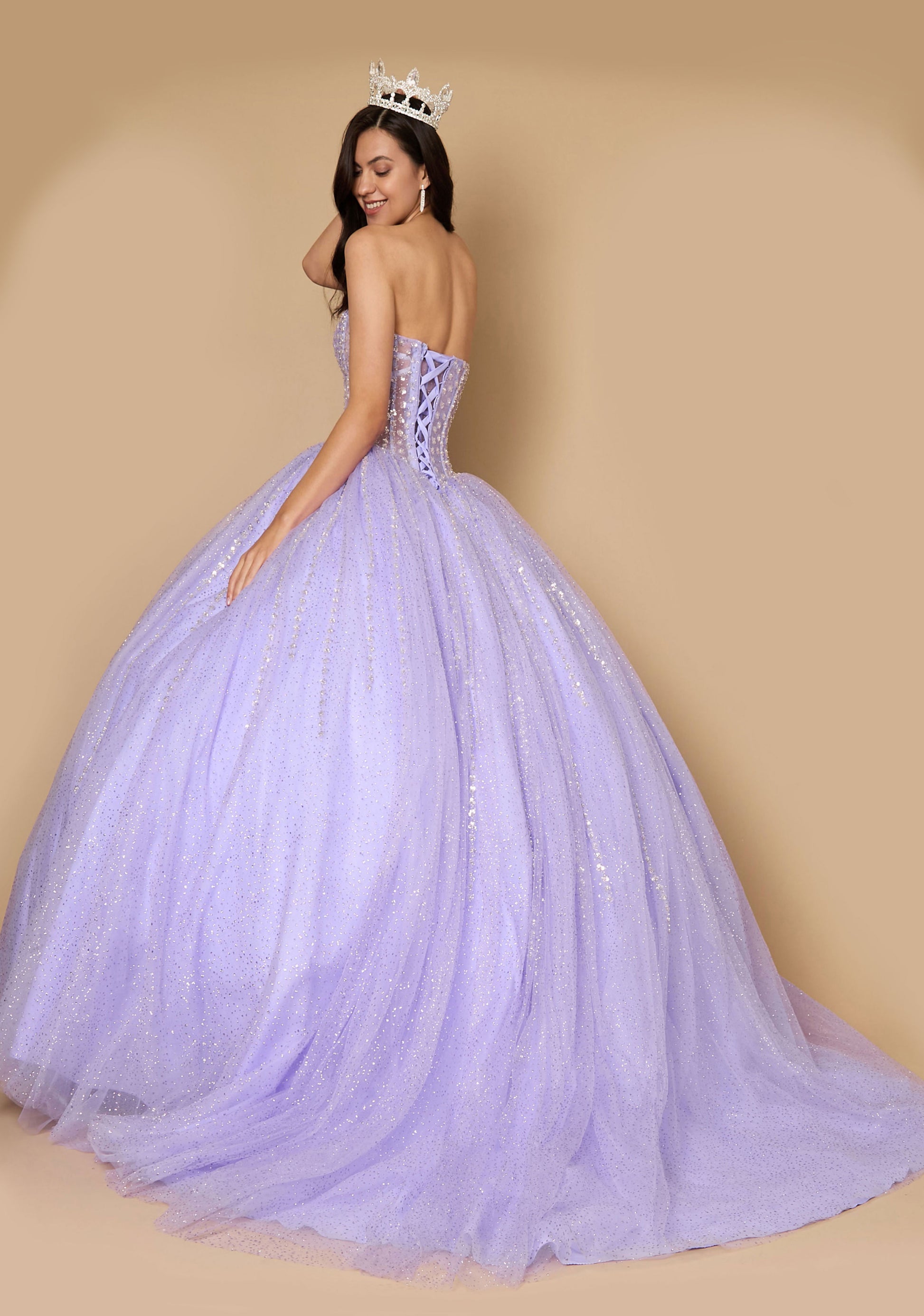 Long Corset Quinceanera Dress with Cape