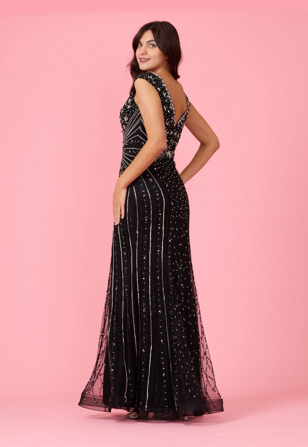 Mauve Fully Beaded Long Couture Formal Evening Dress