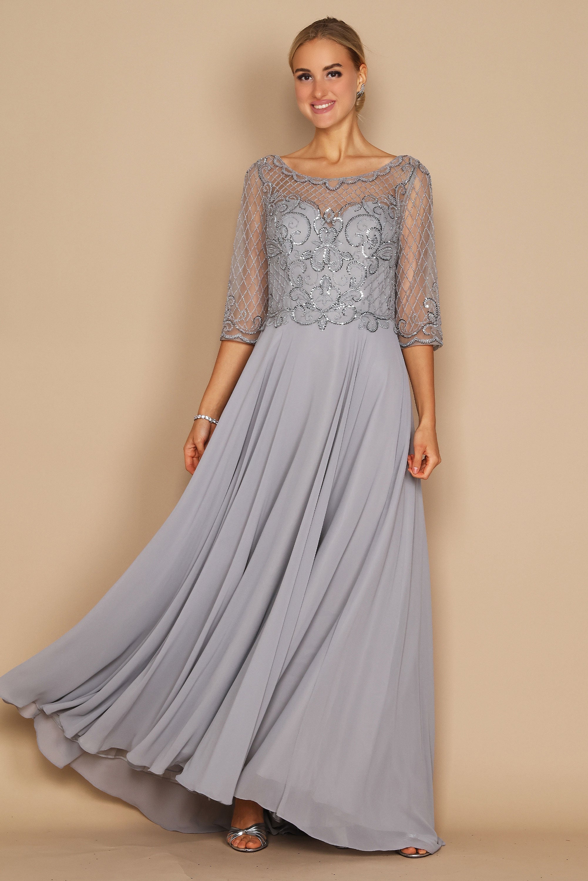 Hand Beaded Long Sleeve Mother of The Bride Dress By The Dress Outlet Hand Beaded Long Sleeve Mother of The Bride Dress By The Dress Outlet