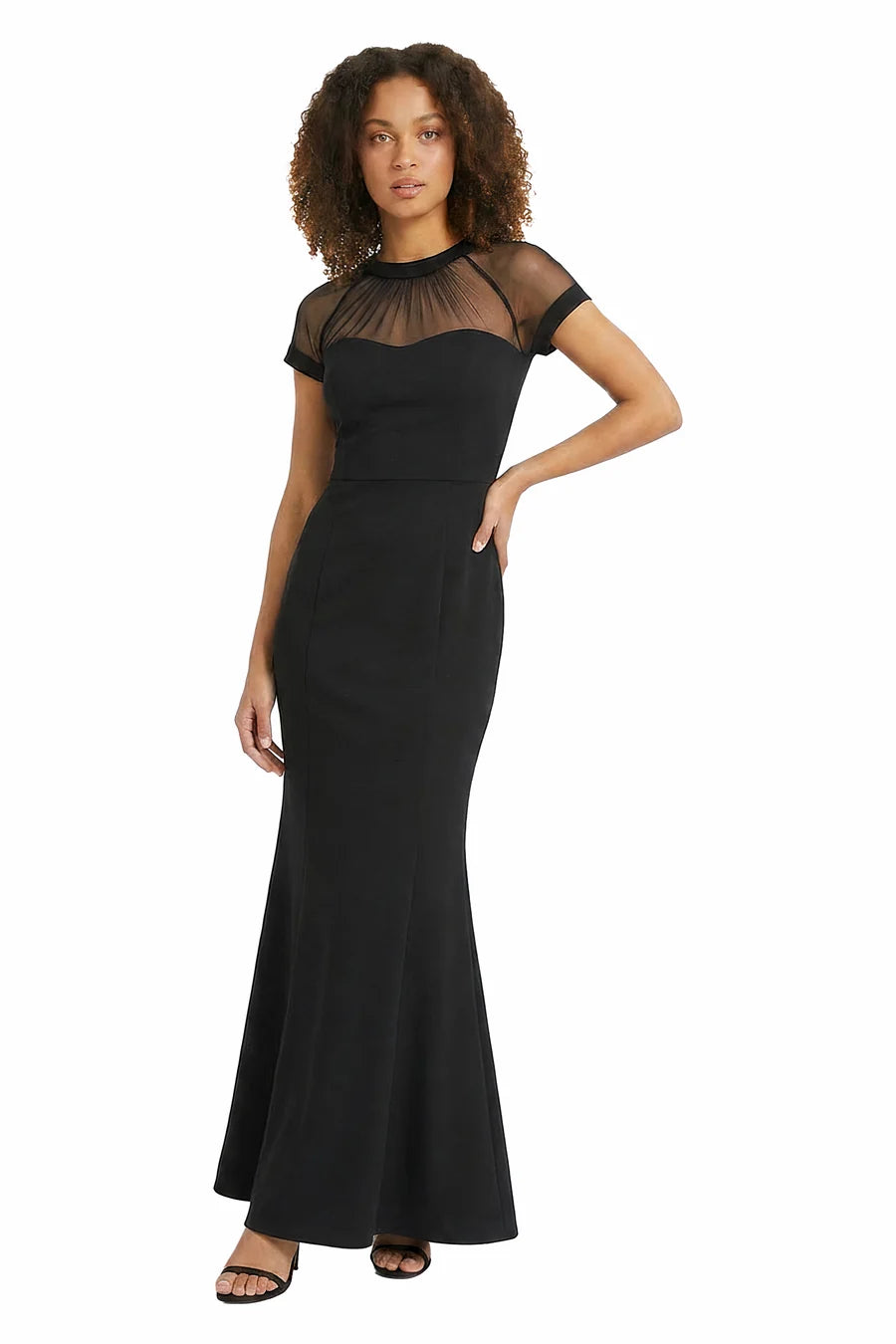 Belted Long Sleeve Sheath Dress in Black Maggy London G6210M