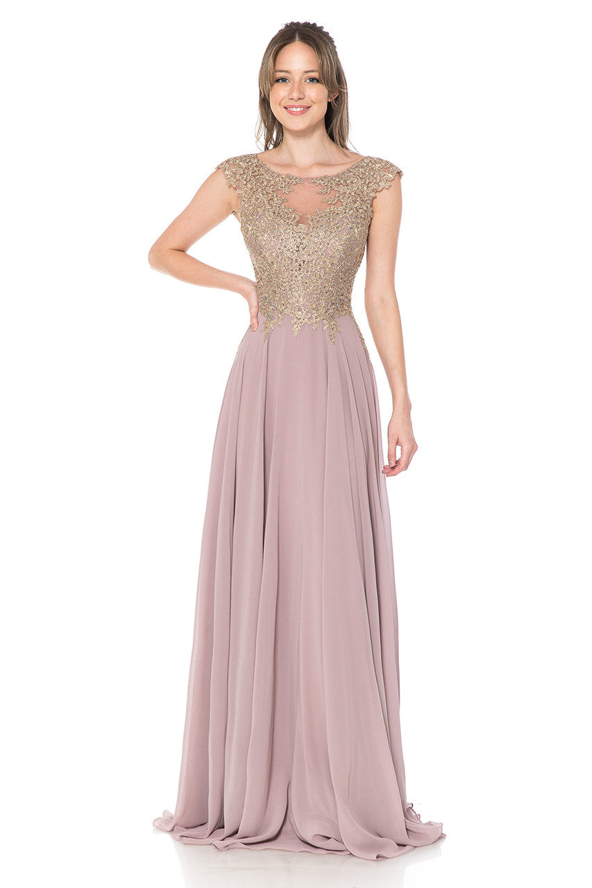 Formal Dresses Long A Line Lace Applique Prom Dress Lenovia 8123 Mauve
