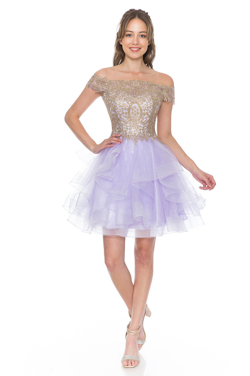 Cocktail Dresses Short Homecoming Ruffle Beaded Cocktail Dress Lenovia 8151 Lilac