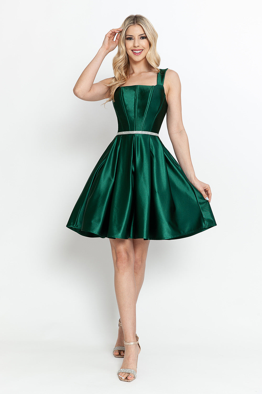 Square Knee-Length Satin Cocktail A-Line Lenovia 3071