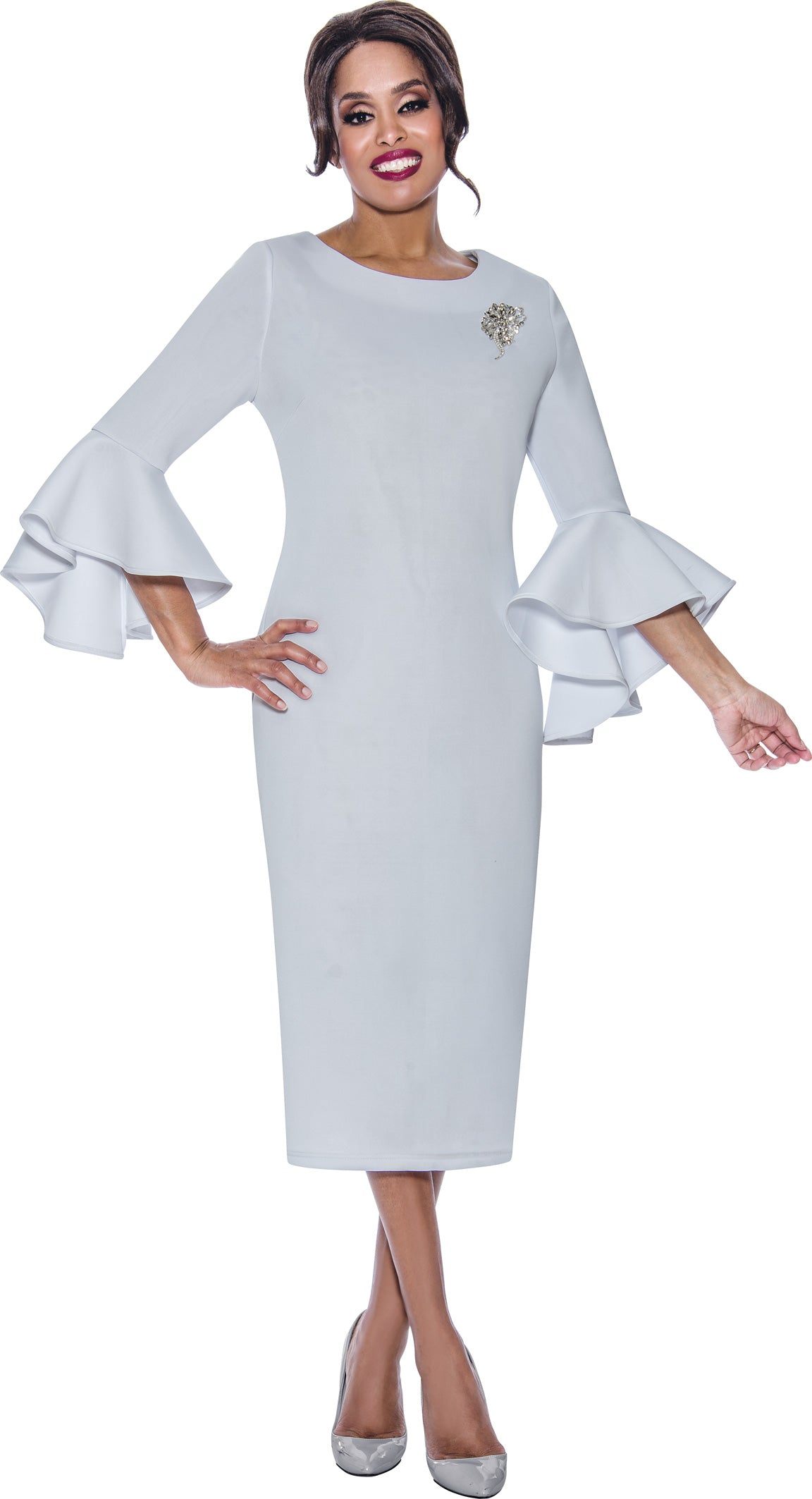 Divine Apparel DN12081W Plus Size Fitted Cocktail Midi Dress