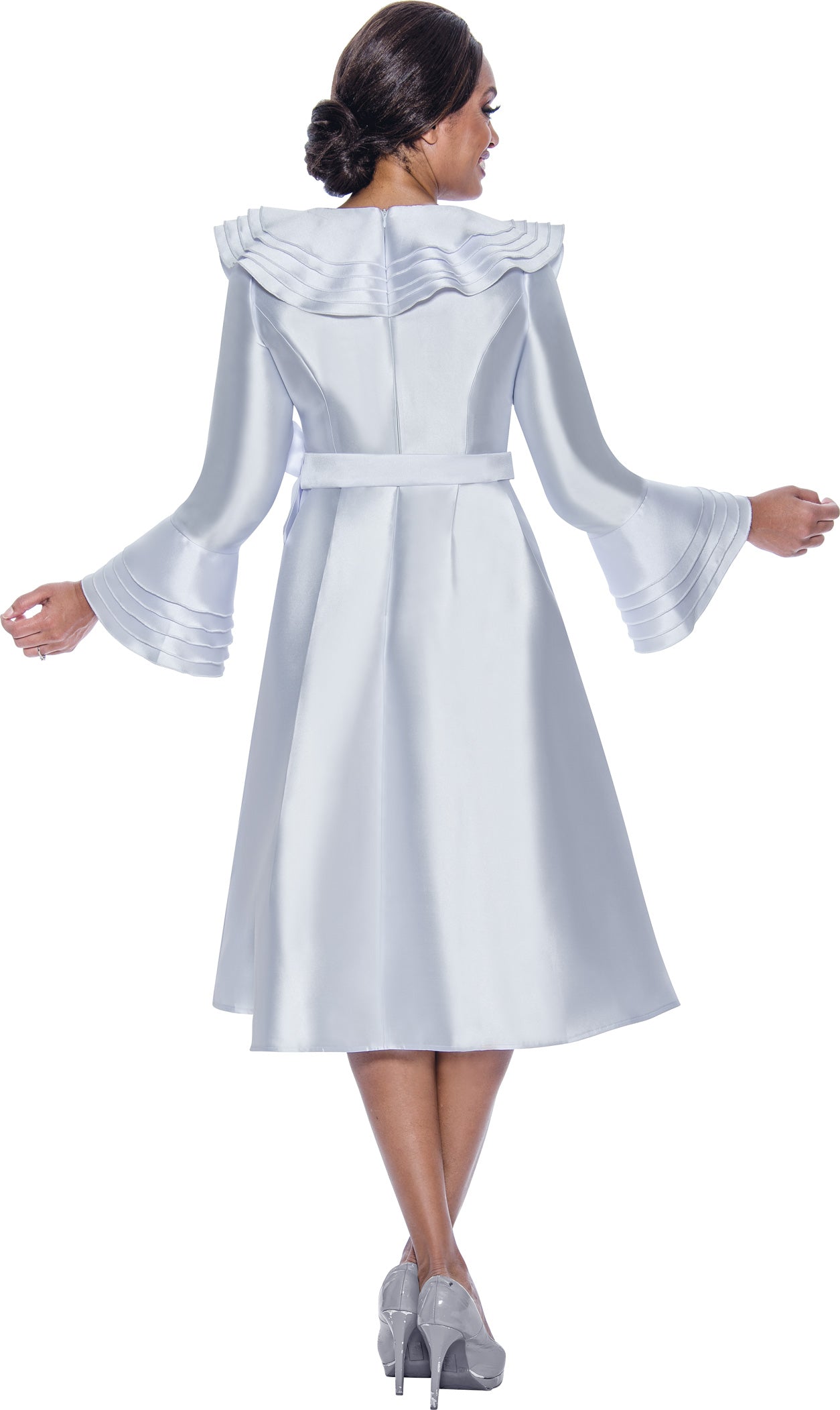 Divine Apparel DN12281 Long Sleeve Formal Midi Length Dress