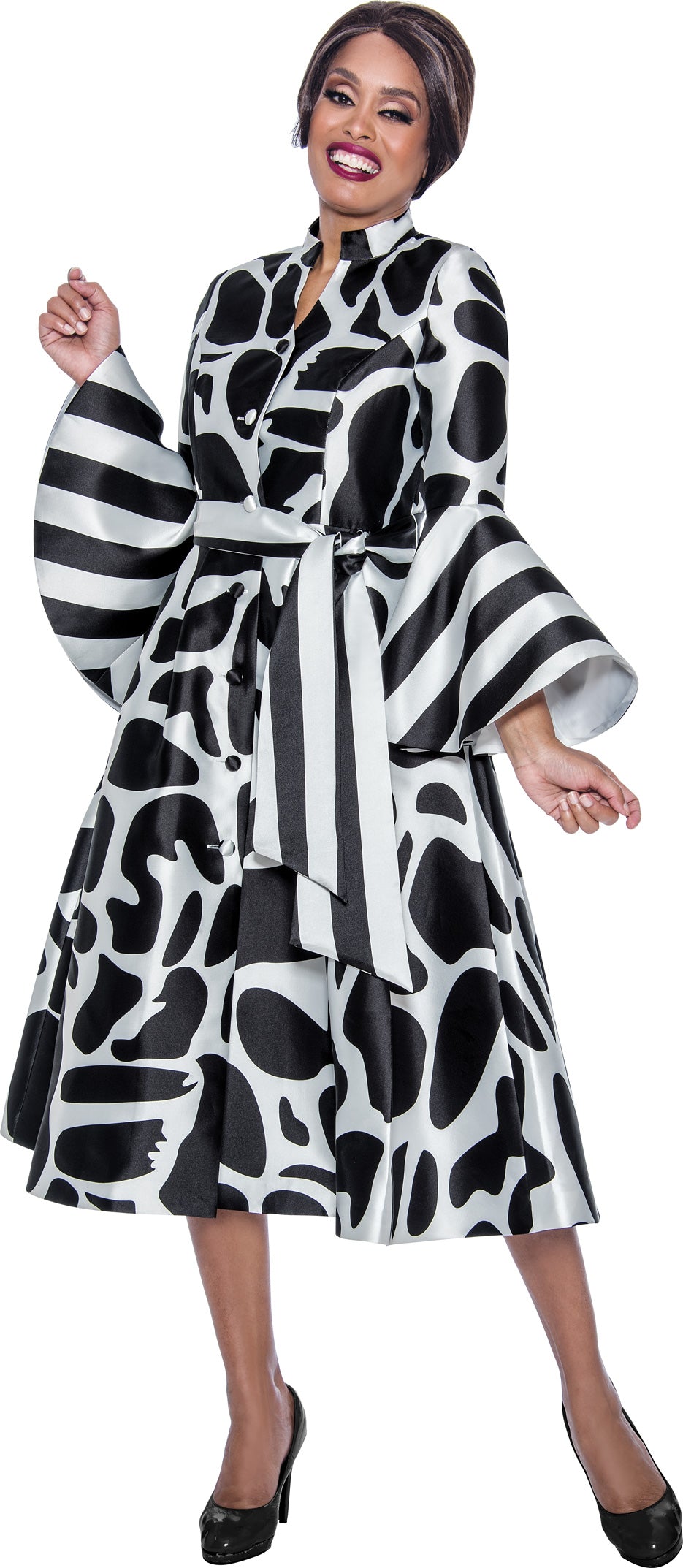 Divine Apparel DN12341W Plus Size Long Sleeve Printed Cocktail Dress – The Dress Outlet