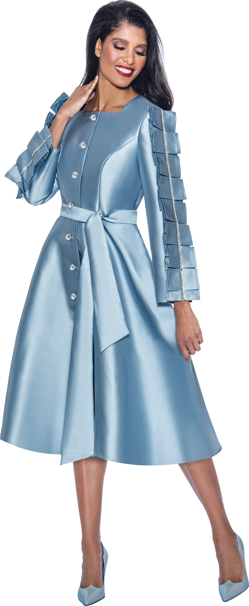 Divine Apparel DN12381W Plus Size Long Sleeve Cocktail Midi Dress