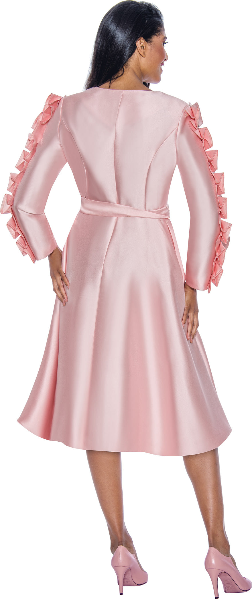 Divine Apparel DN12381W Plus Size Long Sleeve Cocktail Midi Dress