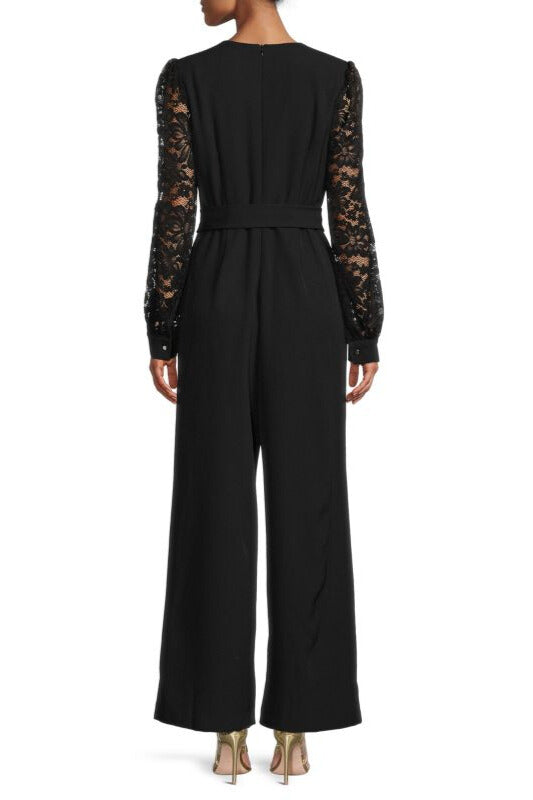 Donna Ricco DR52668 Belted Long Sleeve Formal Jumpsuit