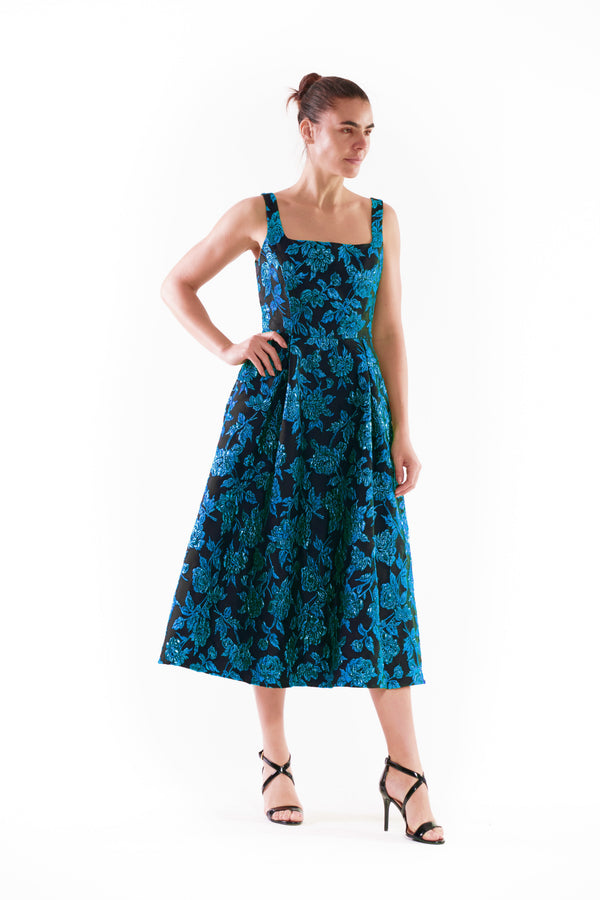 Sleeveless Square Neck Floral Dress Donna Ricco DR53015