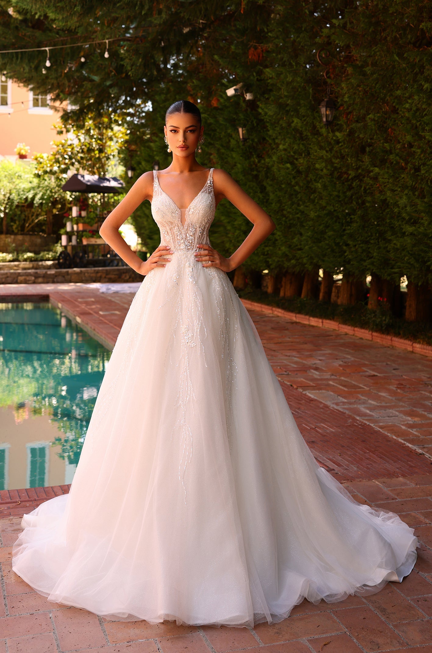 Wedding Dresses A Line Long Corset Lace Wedding Dress Amarra 88205 Ivory