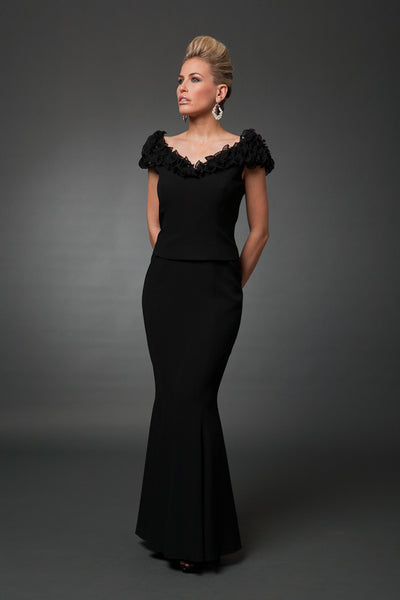 Formal Dresses Long Mermaid Formal Beaded Ruffle Evening Dress Black