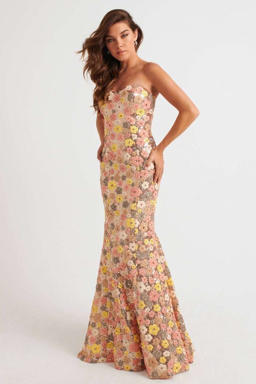 Prom Dresses Sequin Long Formal Floral Mermaid Prom Dress Spring