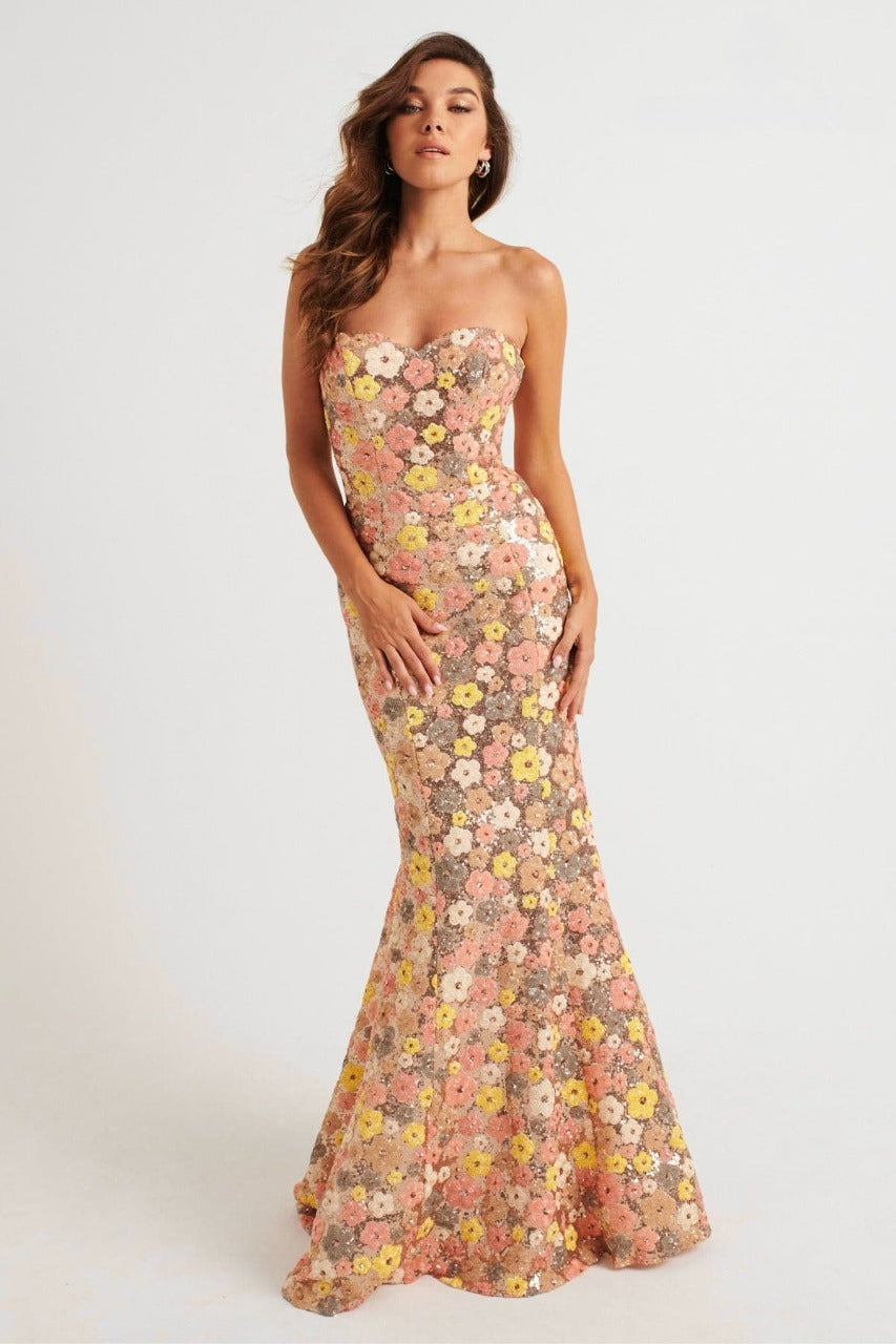Prom Dresses Sequin Long Formal Floral Mermaid Prom Dress Spring
