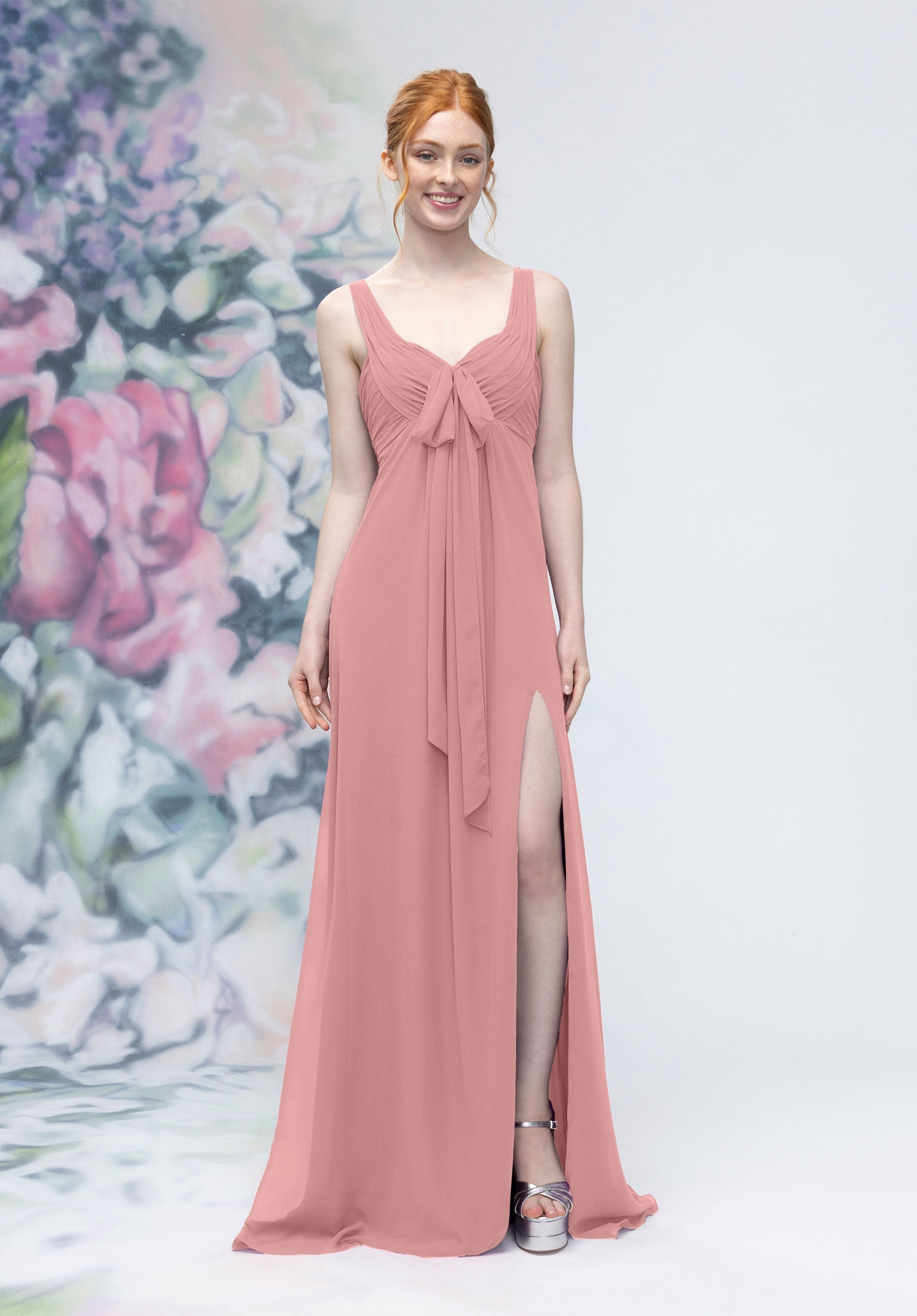Formal Dresses Formal Slit Long A Line Dress Desert Rose-Chiffon-3030009-Pleated