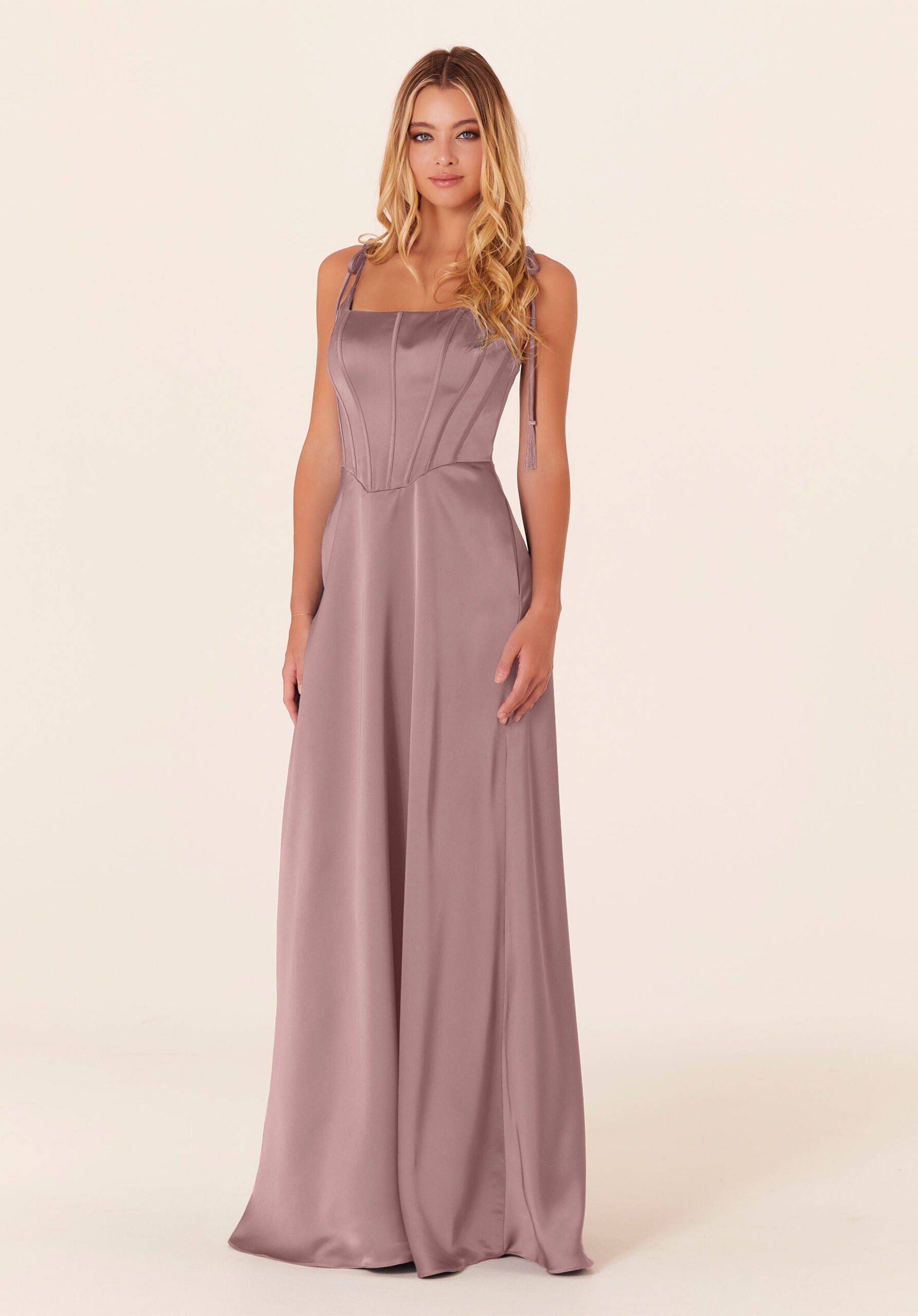 Formal Dresses Long Formal A Line Corset Dress Desert Rose-Satin-21822-Corset