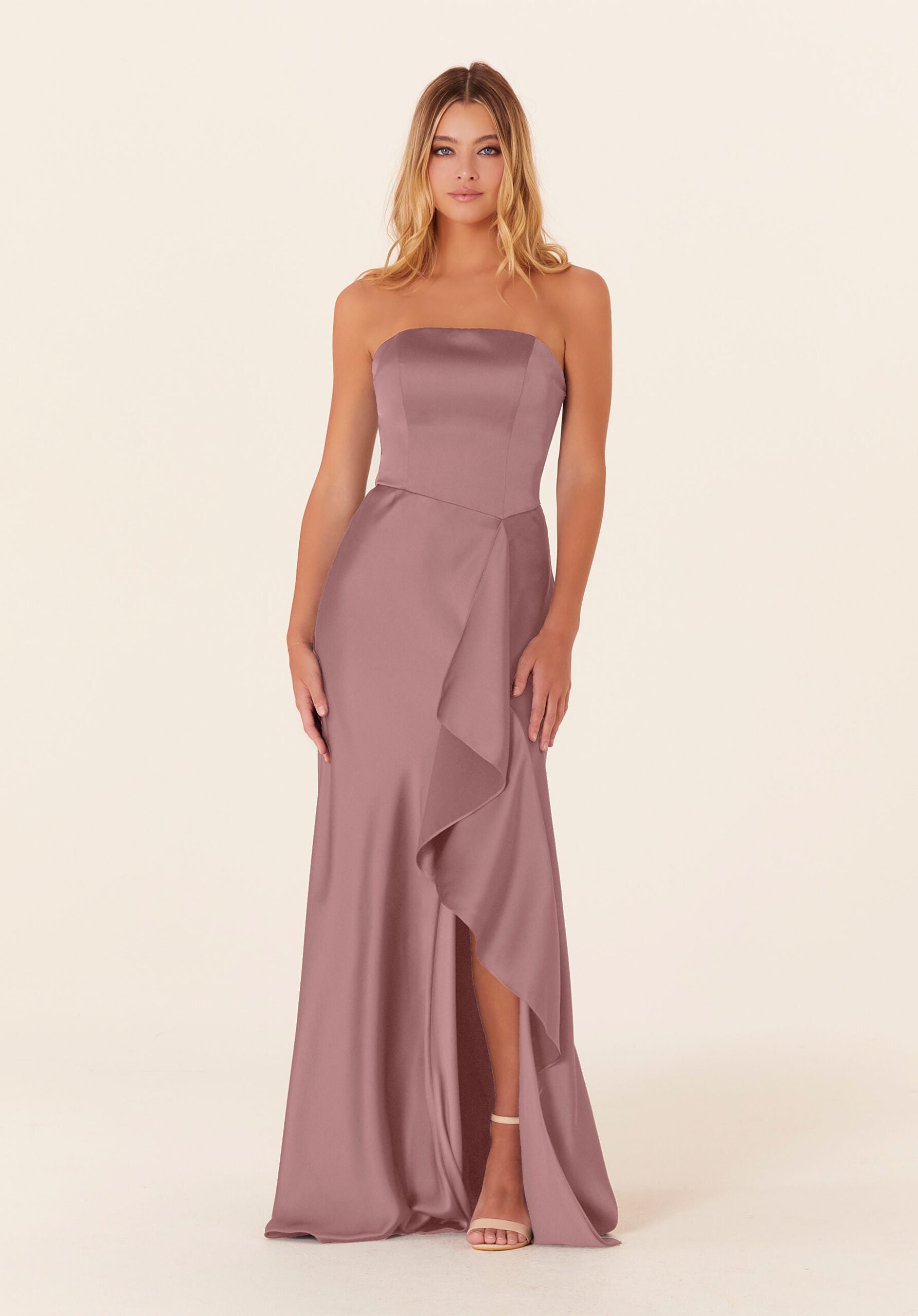 Formal Dresses Long Formal A Line Evening Dress Desert Rose-Satin-21834-Ruffle