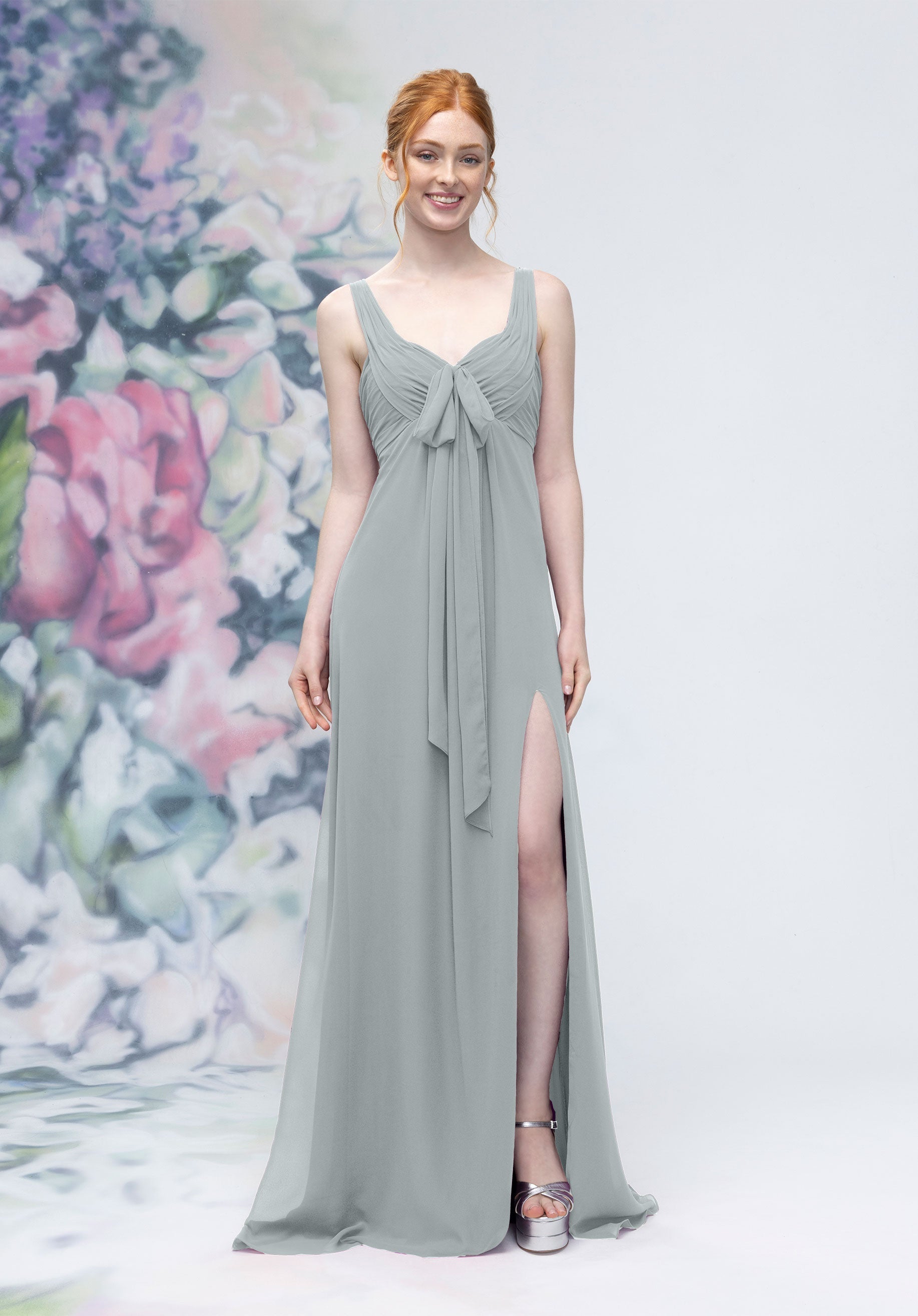 Formal Dresses Formal Slit Long A Line Dress Dove-Chiffon-3030009-Pleated