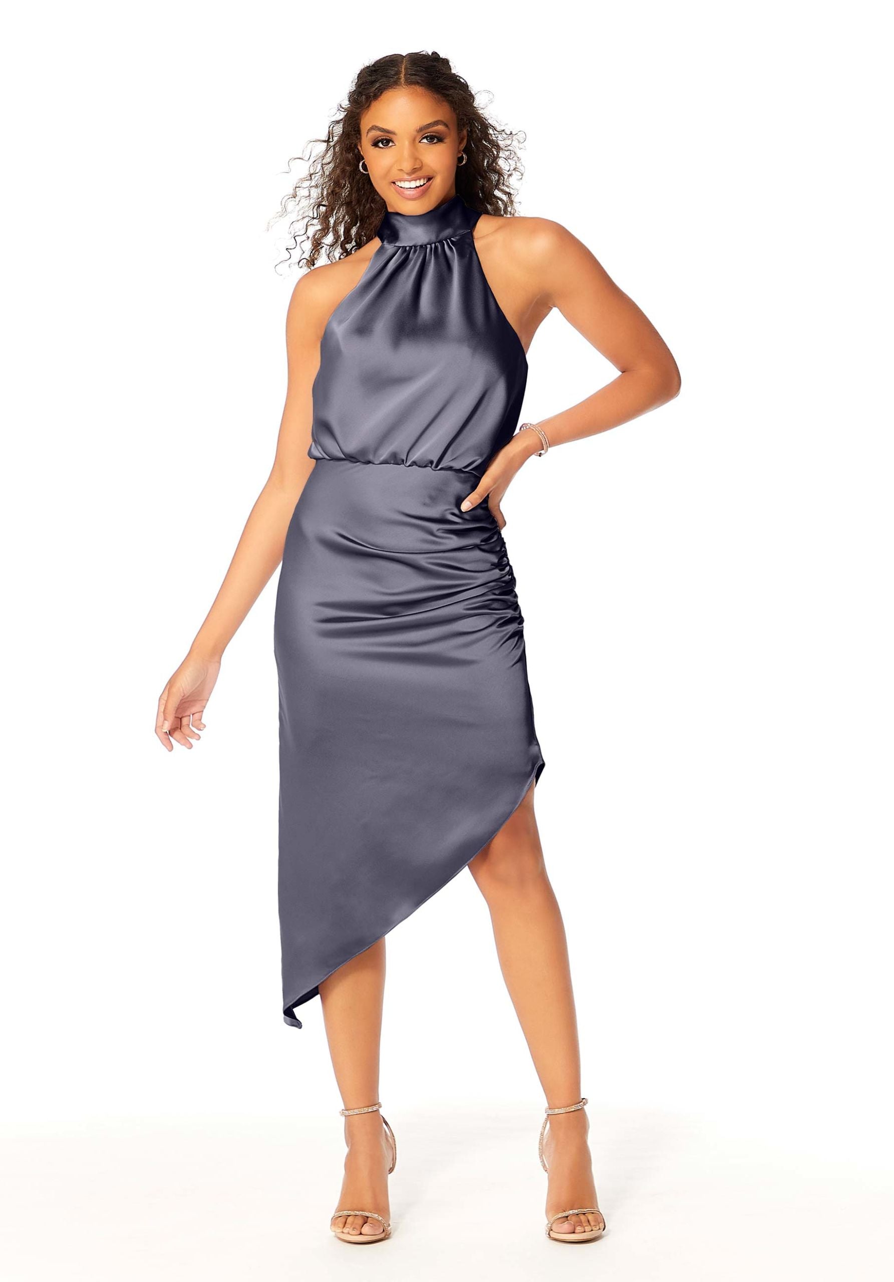 Cocktail Dresses Short Mini Fitted Cocktail Dress Dusk-Satin-21801-Fitted