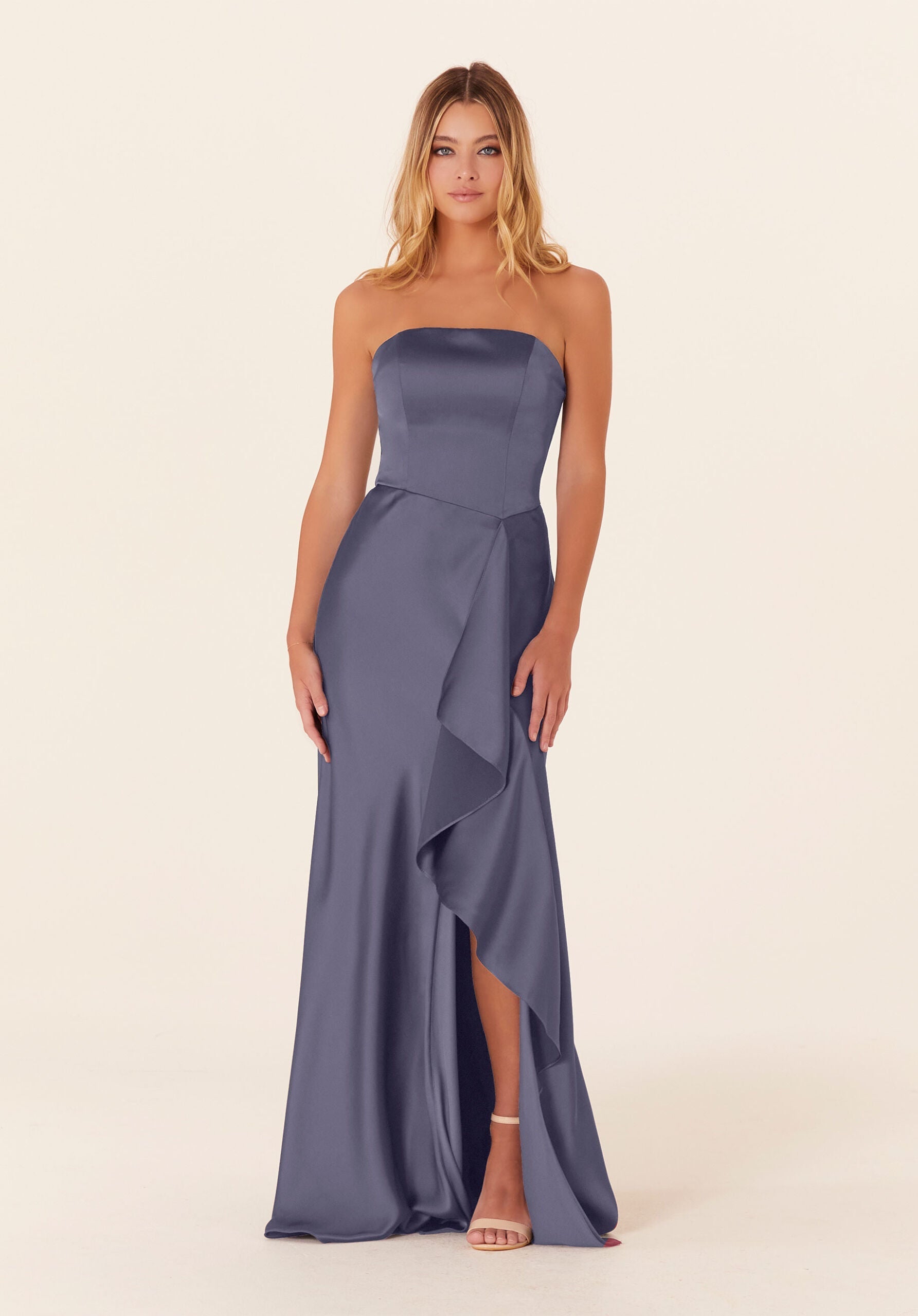 Formal Dresses Long Formal A Line Evening Dress Dusk-Satin-21834-Ruffle